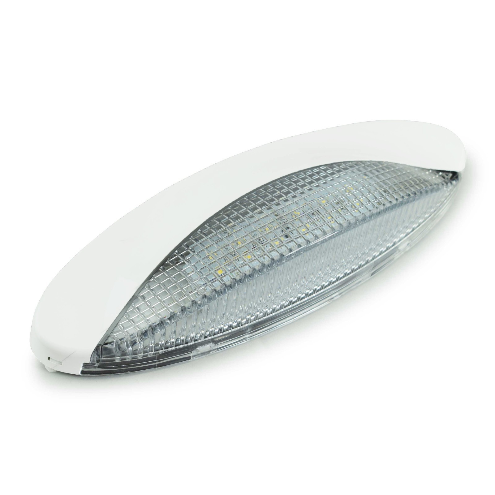 RV CAMPER TRAILER 12 VOLT 18 LED Porch Light oval Clear WITH White exterior