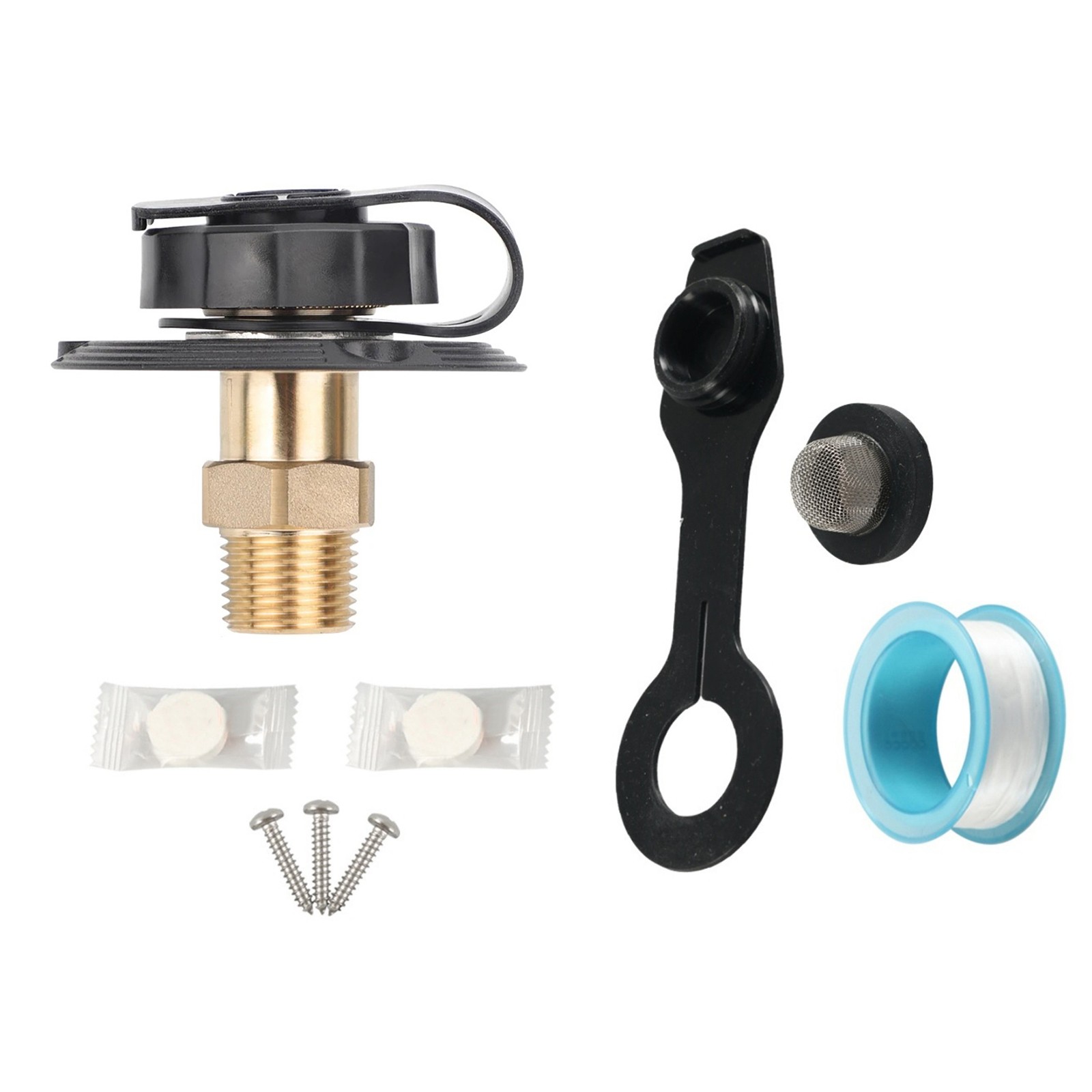 RV City Water Inlet w/Check Valve Flange 3/4″GHT-1/2″NPT Universal Camping Kit