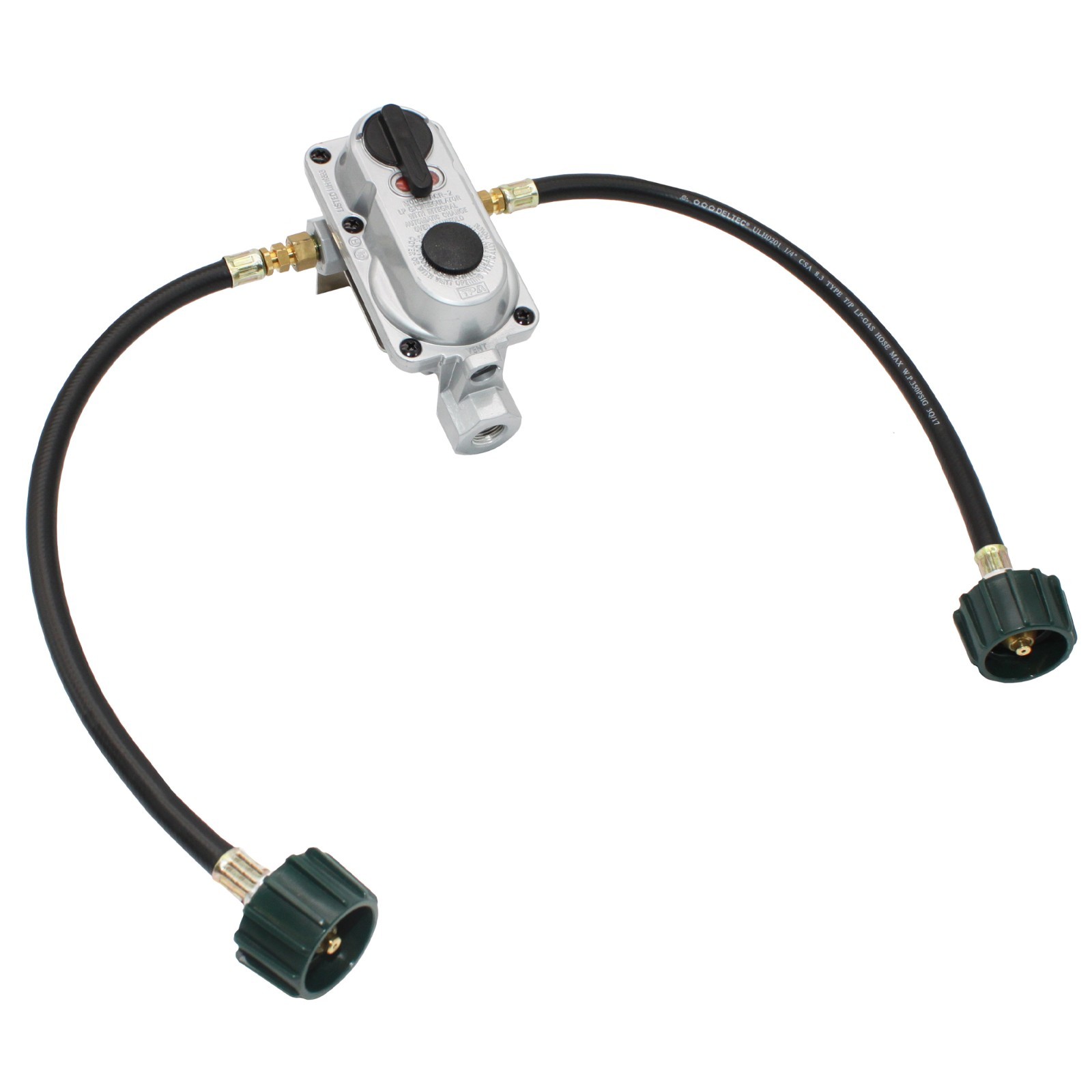 Flame King 2-Stage Auto Changeover Propane Gas RV Regulator 2 – 15″ Pigtails