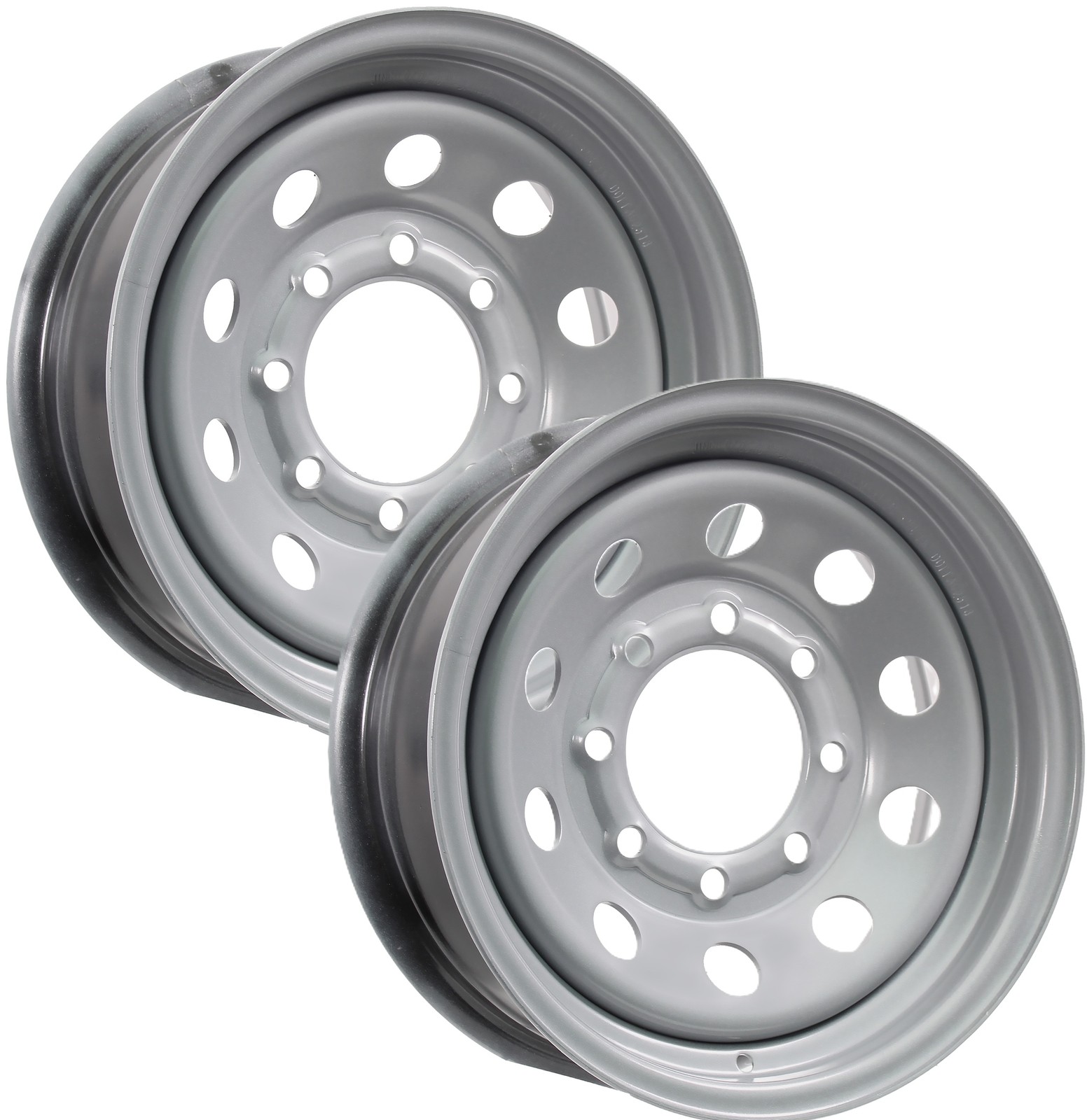2-Pack Heavy Duty Equipment Trailer Rims 16X6 16 Inch 8 Lug Silver Modular Wheel