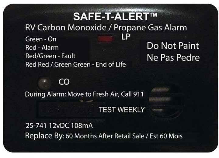 MTI 25-741-BL Safe-T-Alert 25 Series Mini RV Dual CO/LP Alarm Black, Surface Mnt