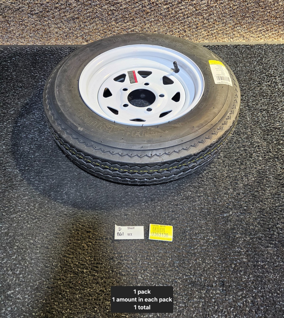 (QTY 1) HI-RUN 5.30-12 TRAILER Tubeless Tire & Rim SU02 6 Ply 82M Load C 5 Lug