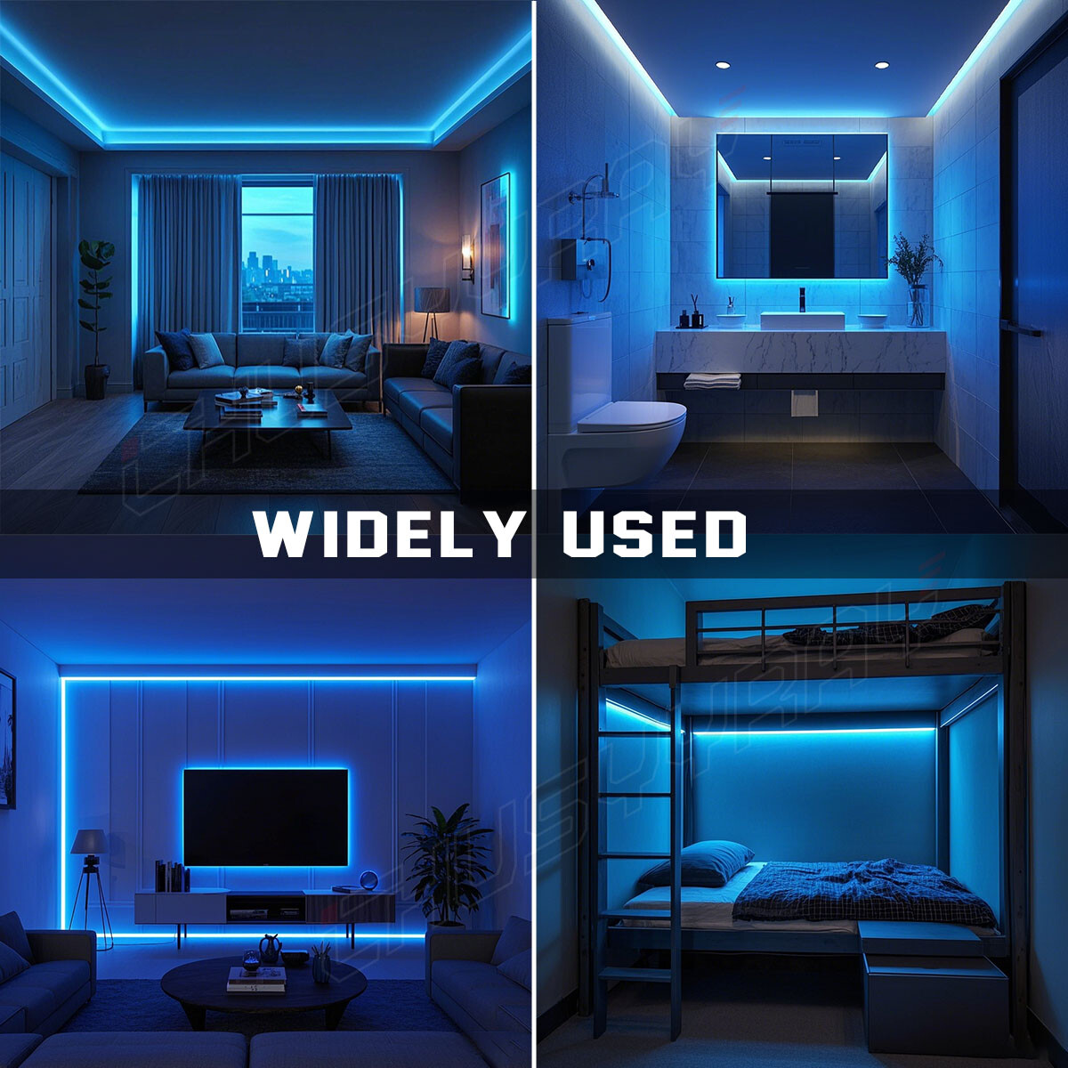 5M/16.4ft Blue 2835 SMD 300 LED Strip Light Flexible IP65 Waterproof 12V DC