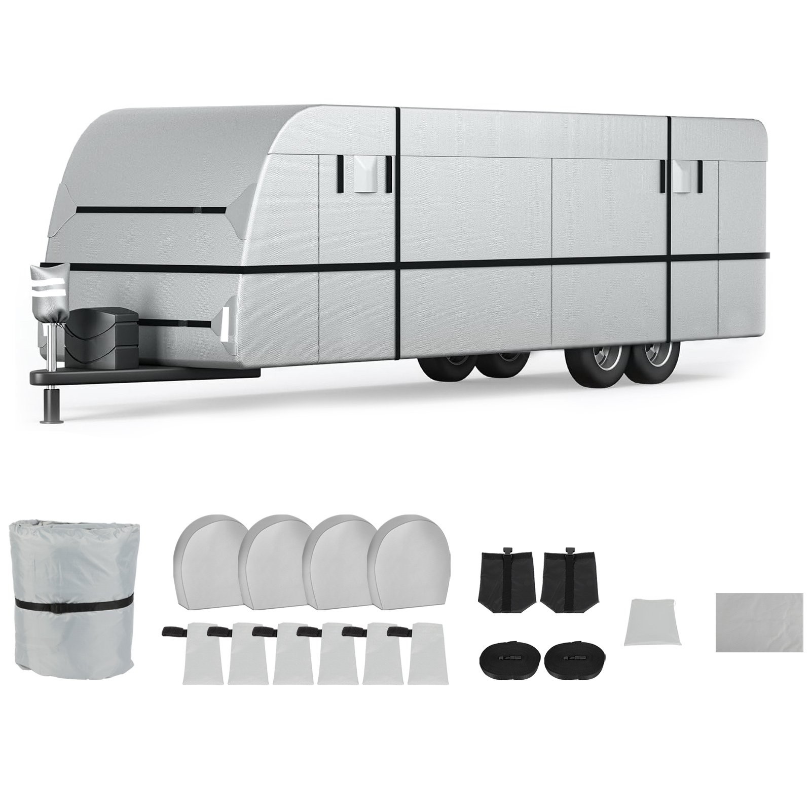 RV Cover Windproof Extra Thick Camper Cover w/ Adhesive Repair Patches 20ft-22ft