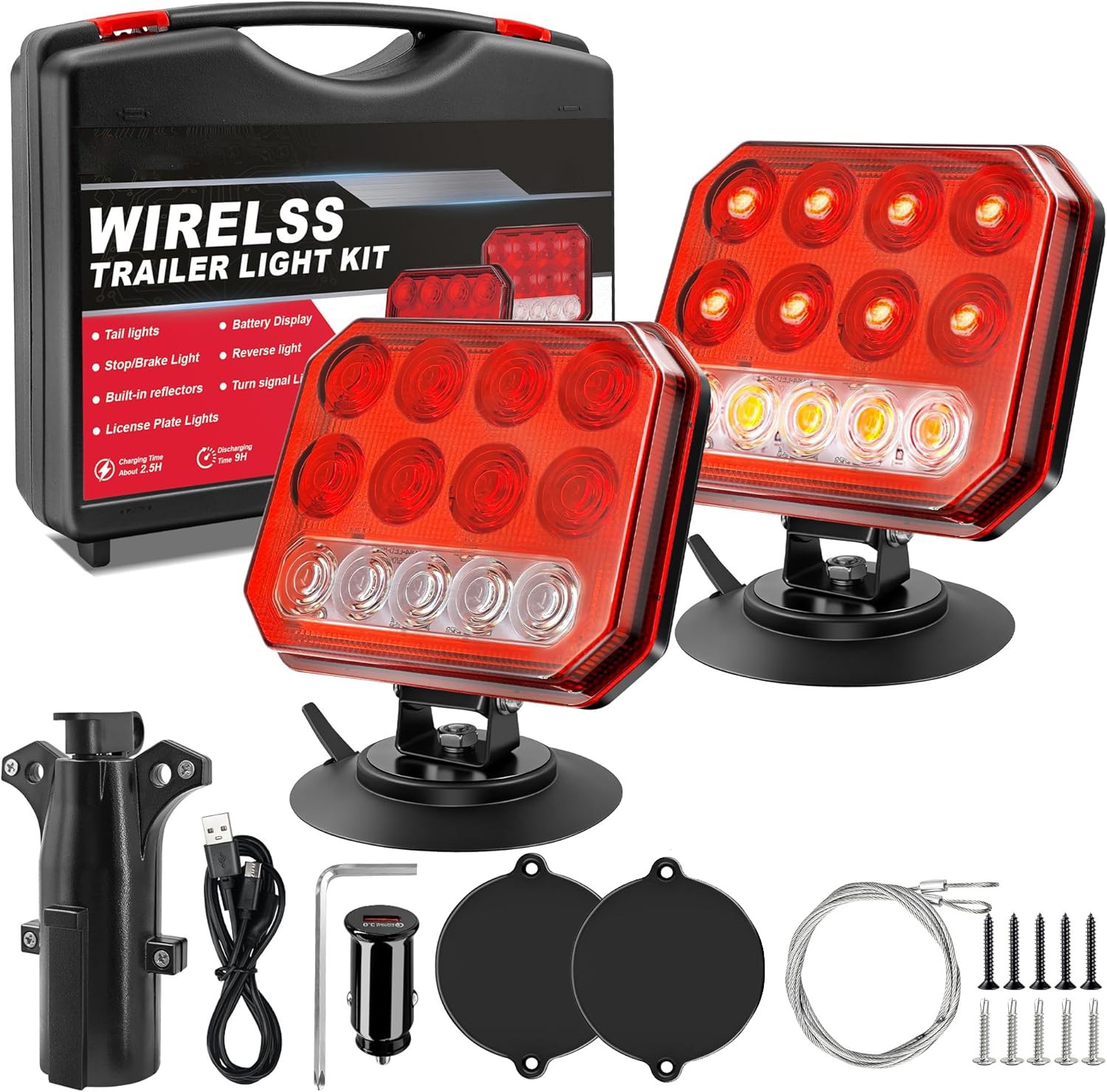 2in1 Magnetic & Rechargeable Wireless Trailer Tow Lights LED Kit, Truck