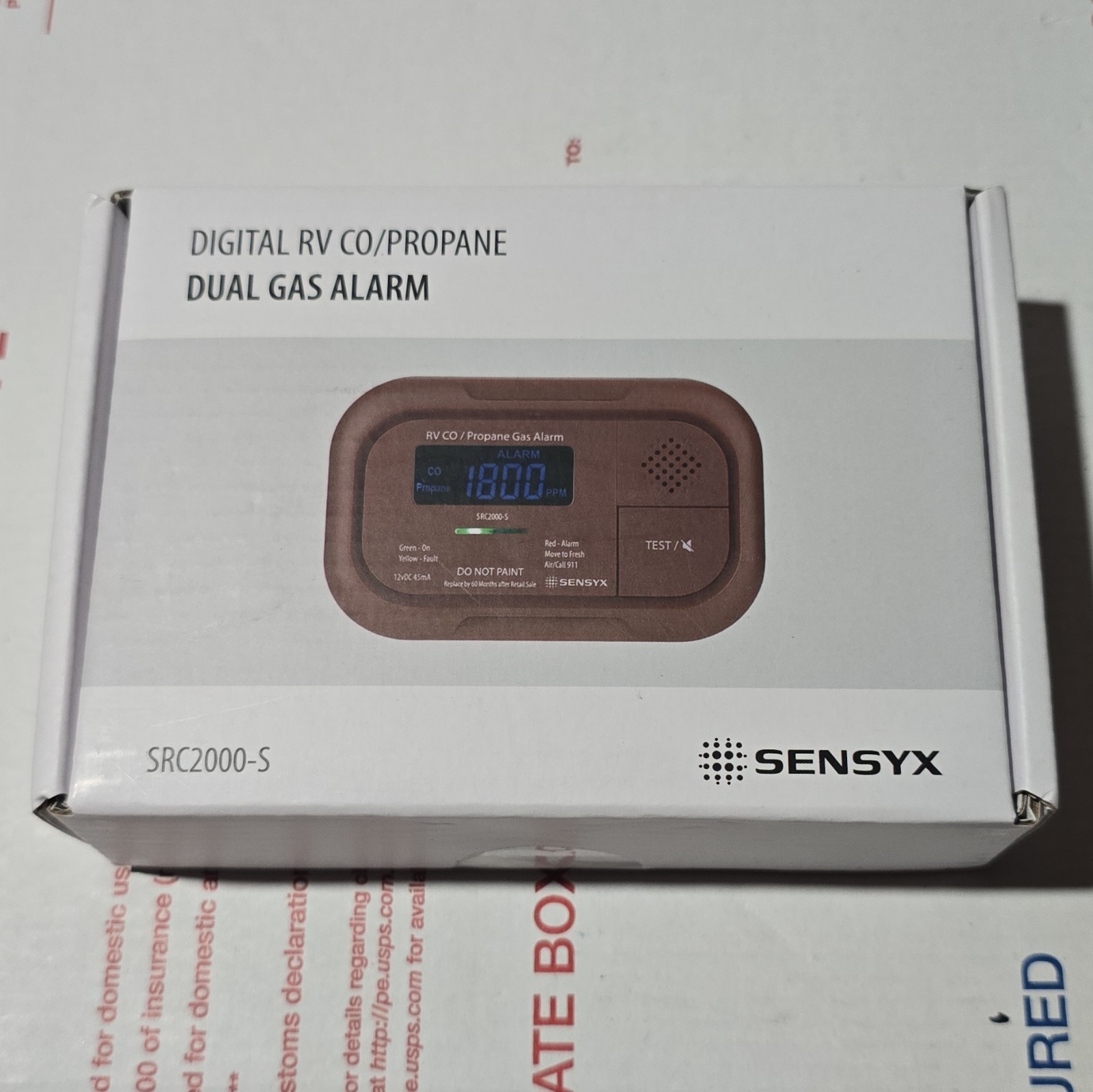 Sensyx SRC2000-S Digital RV CO & Propane Dual Gas Alarm New Hard-Wired DC 12V