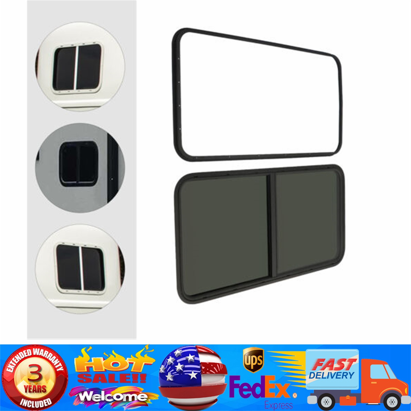 RV Window Horizontal Sliding Windows Multiple Wall Thicknesses Waterproof 24X20″