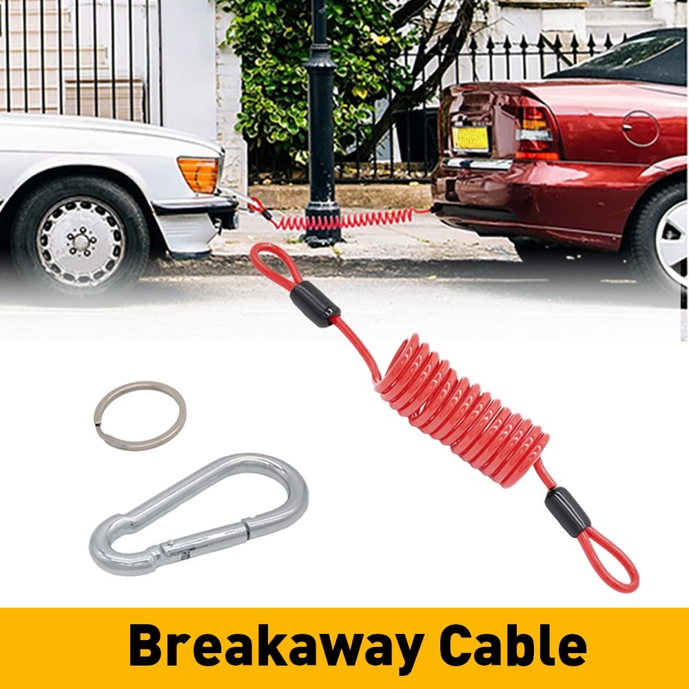 1-10 Trailer Breakaway Cable 6ft Coiled Spring Wire Anti-Lost Towing Safety Rope