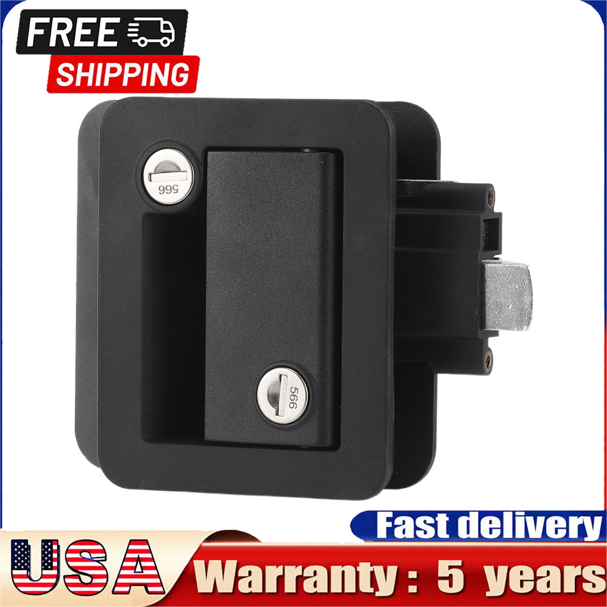 Camper Door Lock with Paddle Deadbolt for RV Motorhome 5th Wheel Black Metal