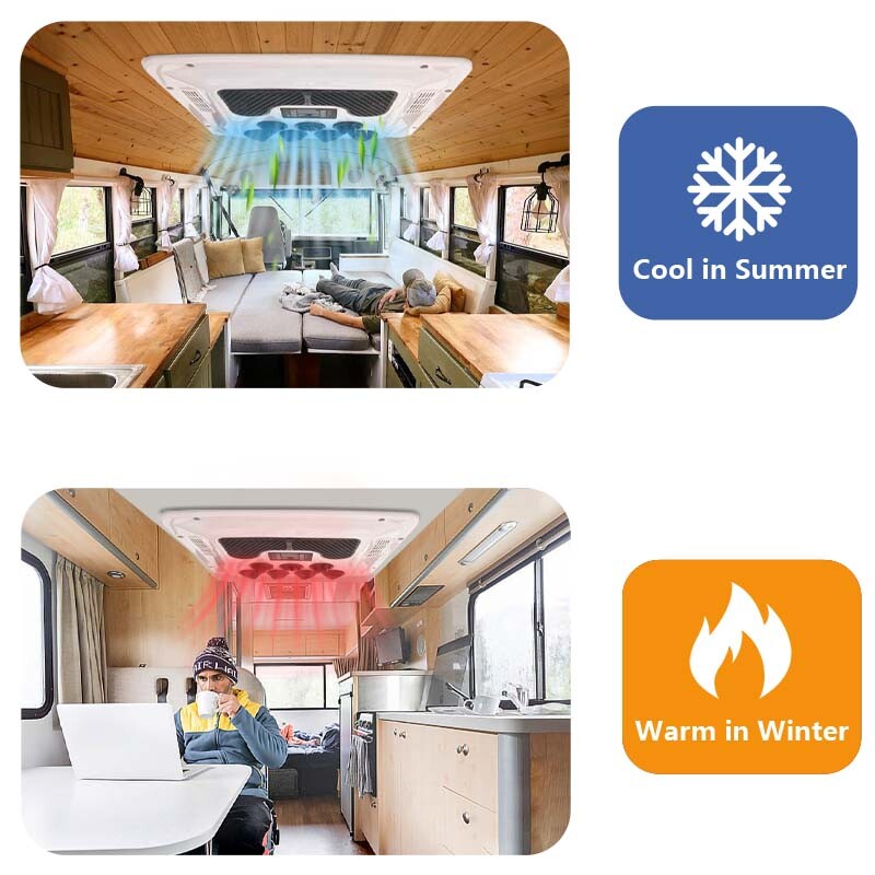 24V RV Air Conditioner Heat & Cool Electric Rooftop AC For Motorhome Caravan