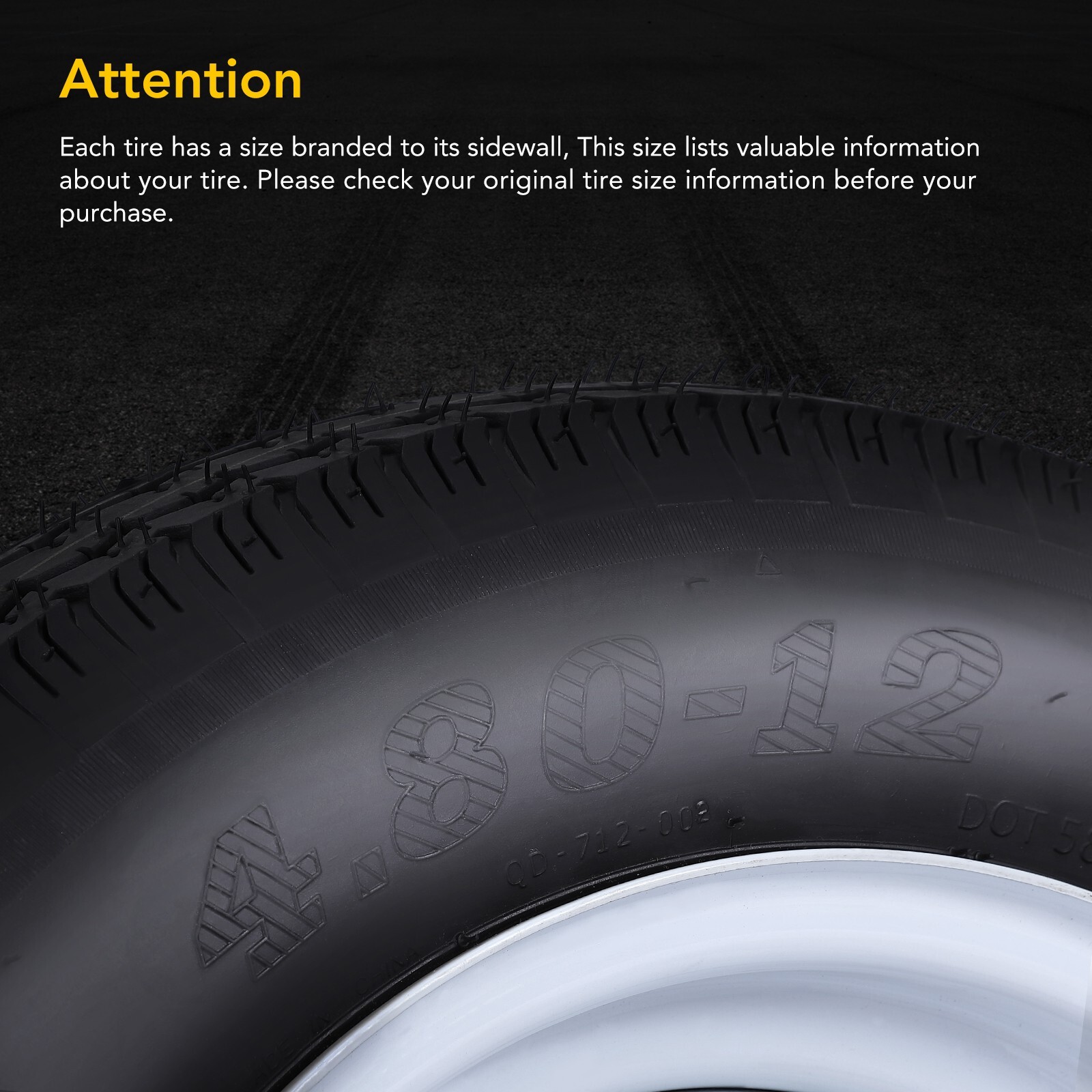 5 Lug 4.5″ Premium Radial Trailer Tires 6PR Range C 4.80-12 12″ Rims 2Pcs 90PSI