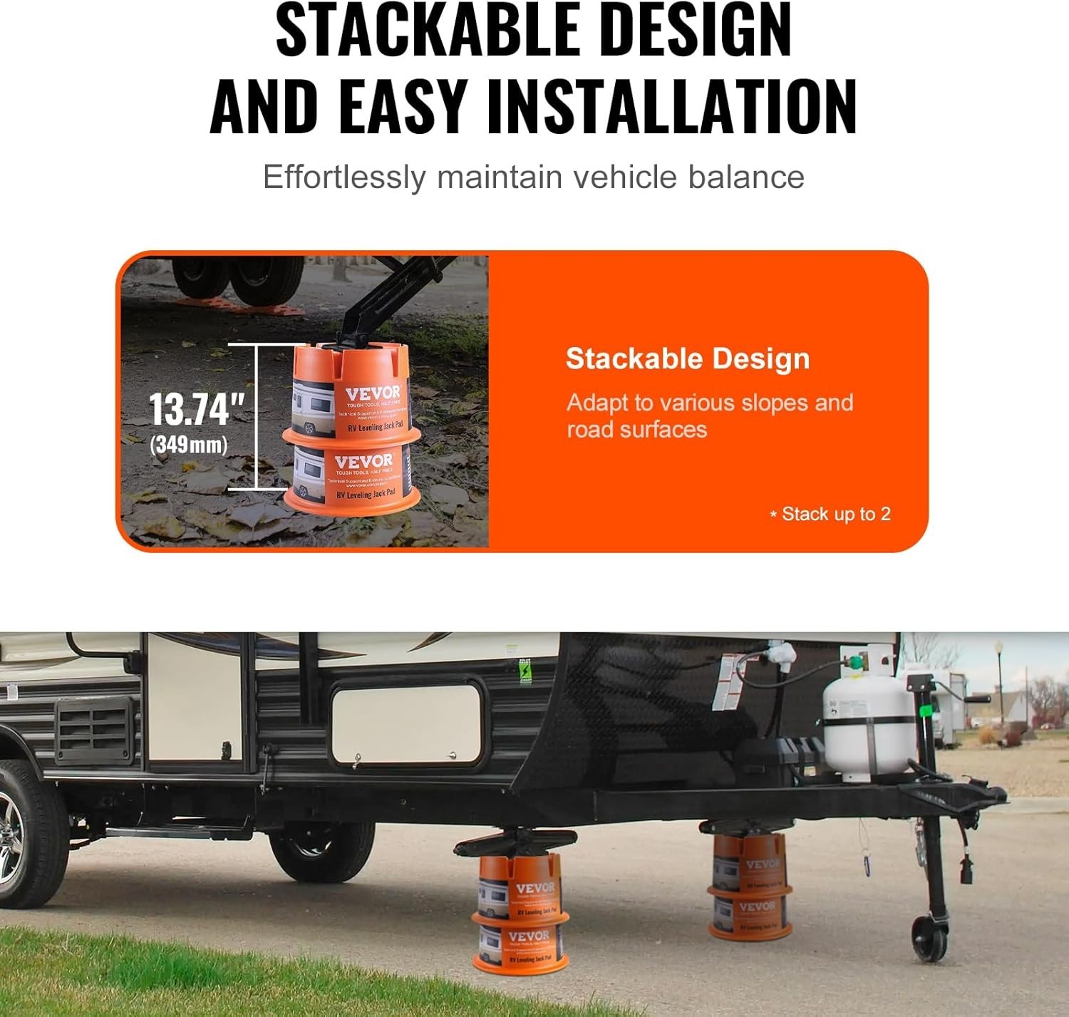 Effortless Leveling with 2-Pack RV Camper Stabilizer Blocks – 2000 lbs Support