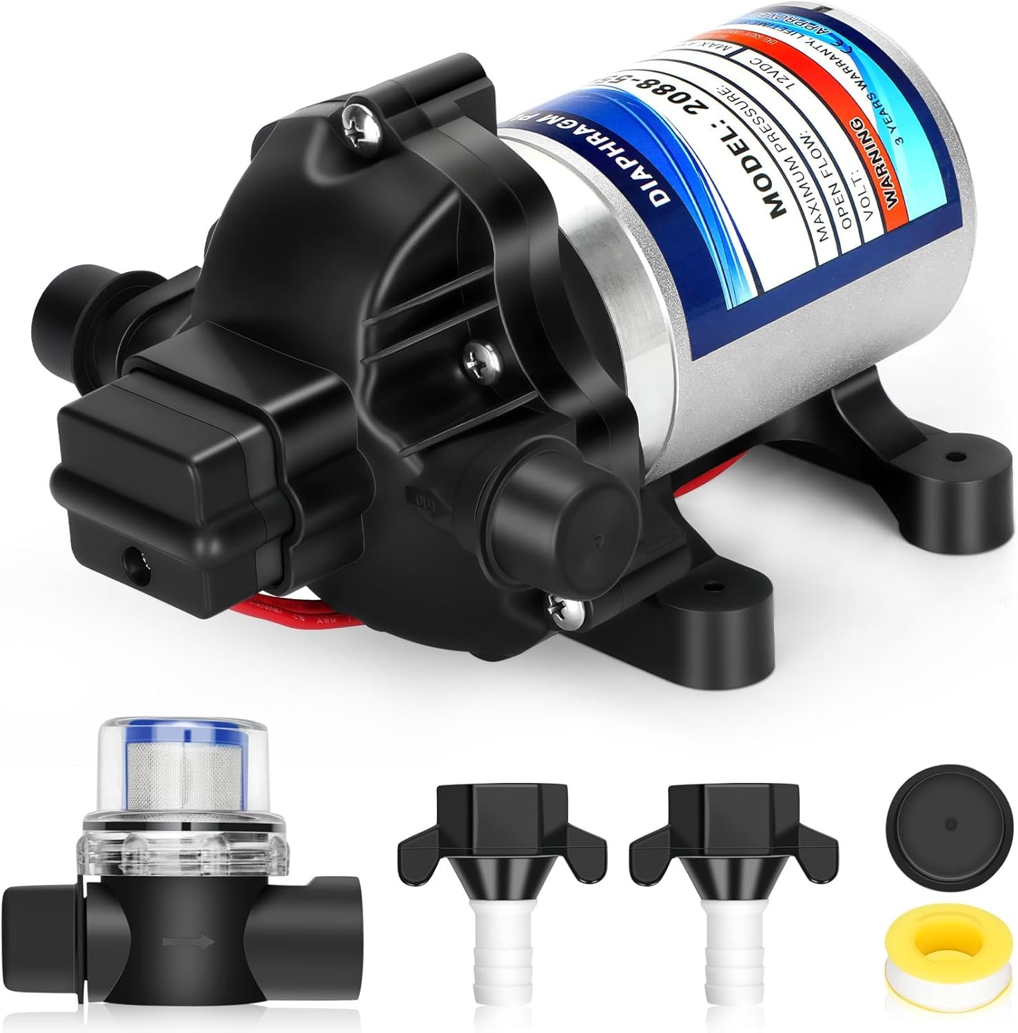 High-End Fresh Water Pump 12V 3.5 GPM DC RV 45psi 1/2 NPT Motorhome 2088-554-144