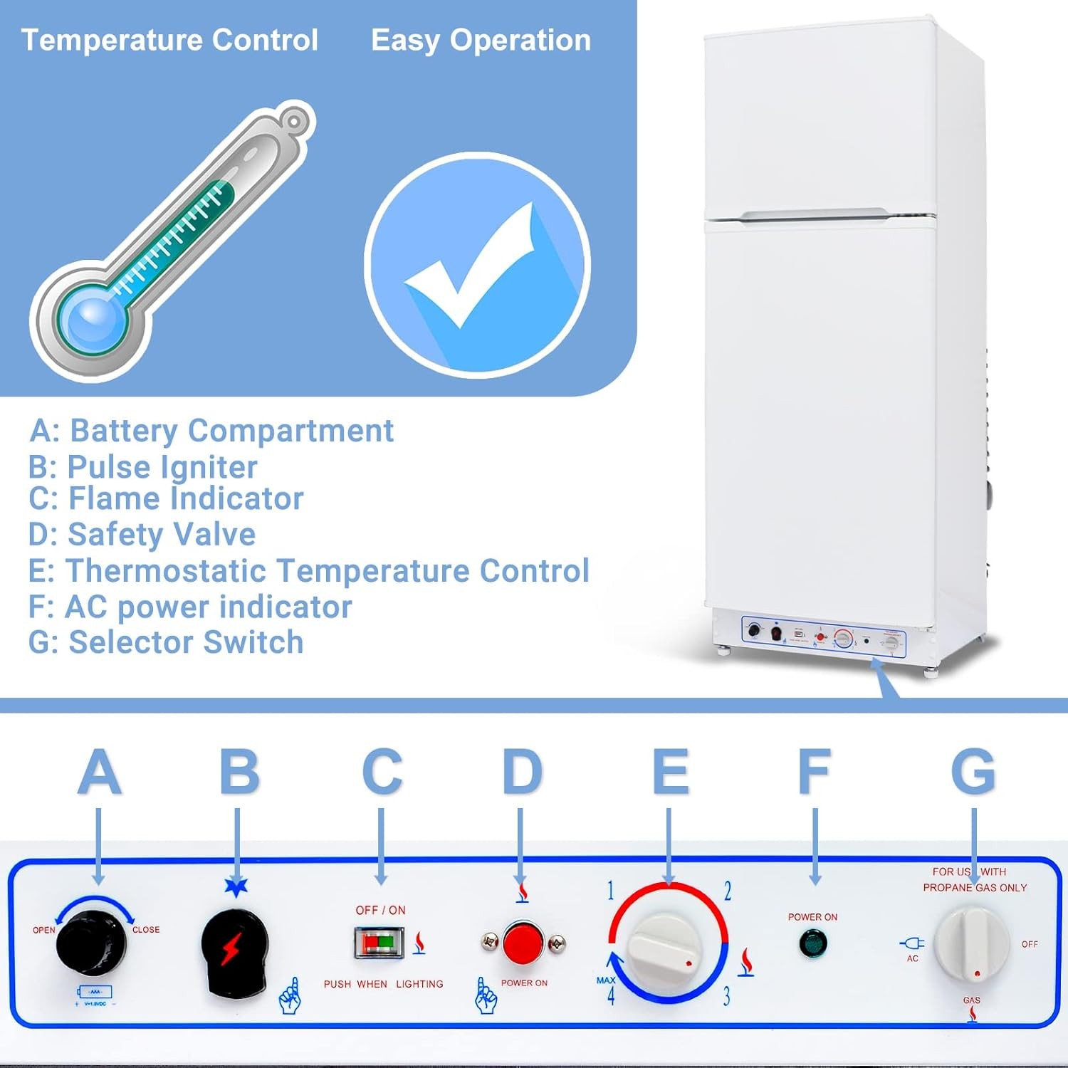 Smad 9.4 cu ft Absorption Fridge Freezer LPG/AC110v Caravan Leisure Refrigerator
