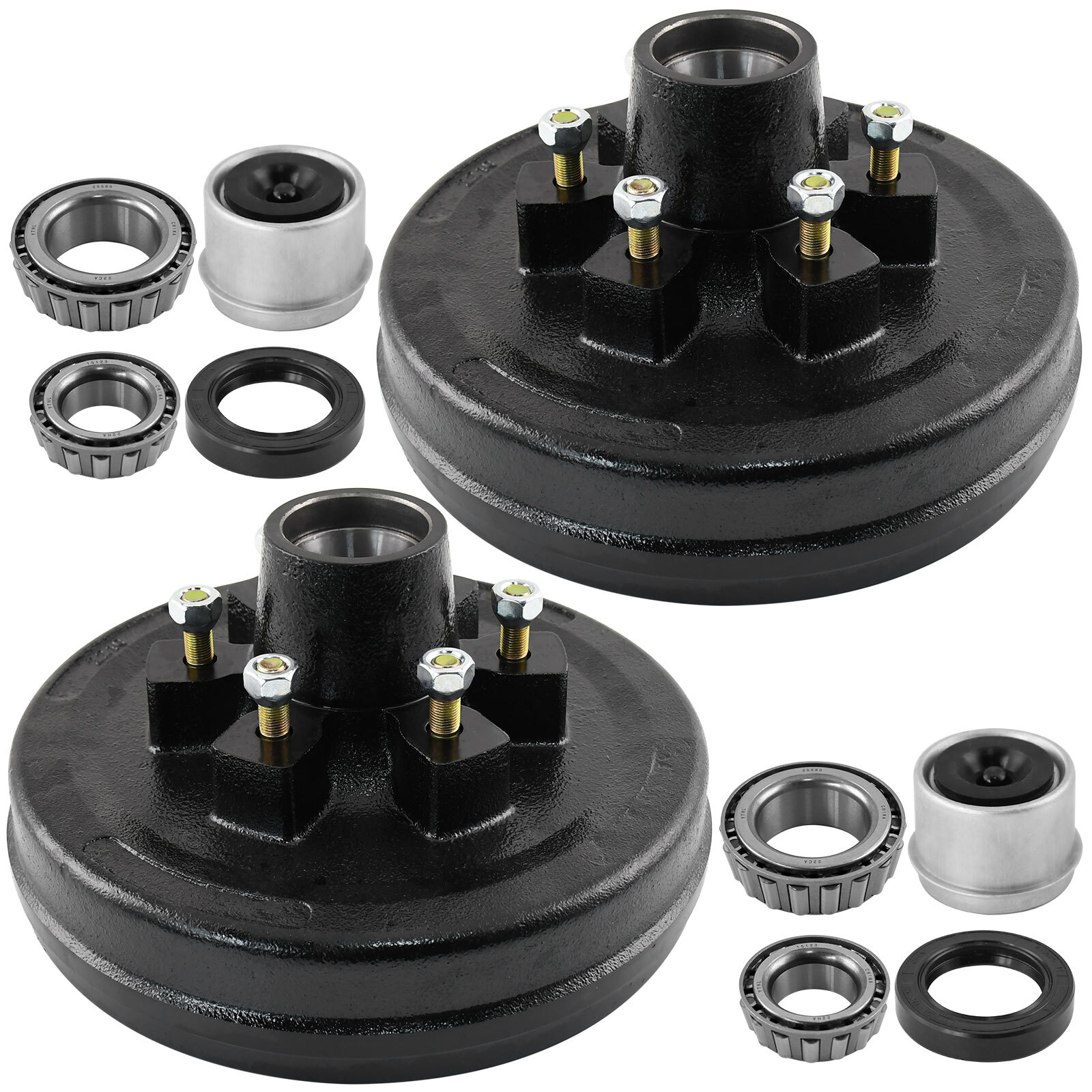 6 on 5.5″ Trailer Hub Drum Kits + 12″x2″ Electric Brakes for 5200-6000 lbs Axle