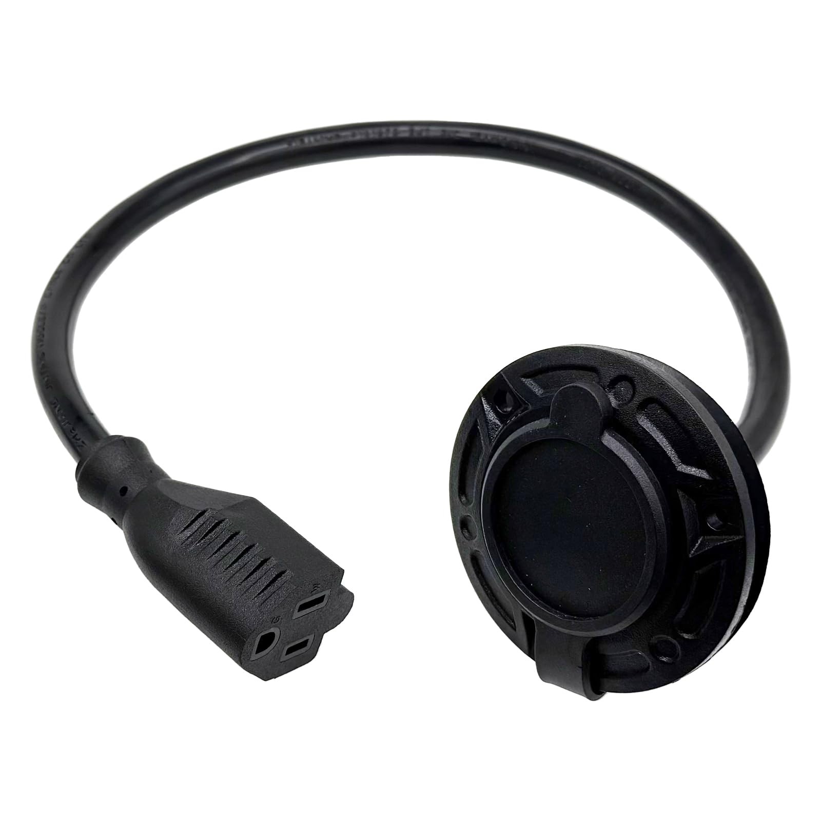 RV Shore Heavy-Duty Power Inlet Charger Outlet, 20A 125V AC Port Black