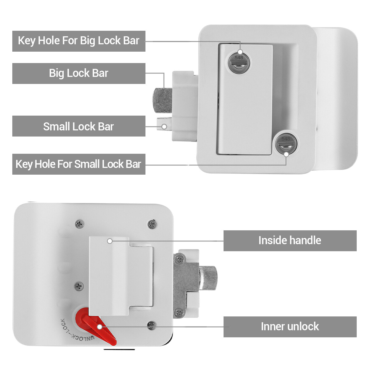 Universal RV Entry Door Lock w/ Paddle Deadbolt RV Door Latch Handle Replacement