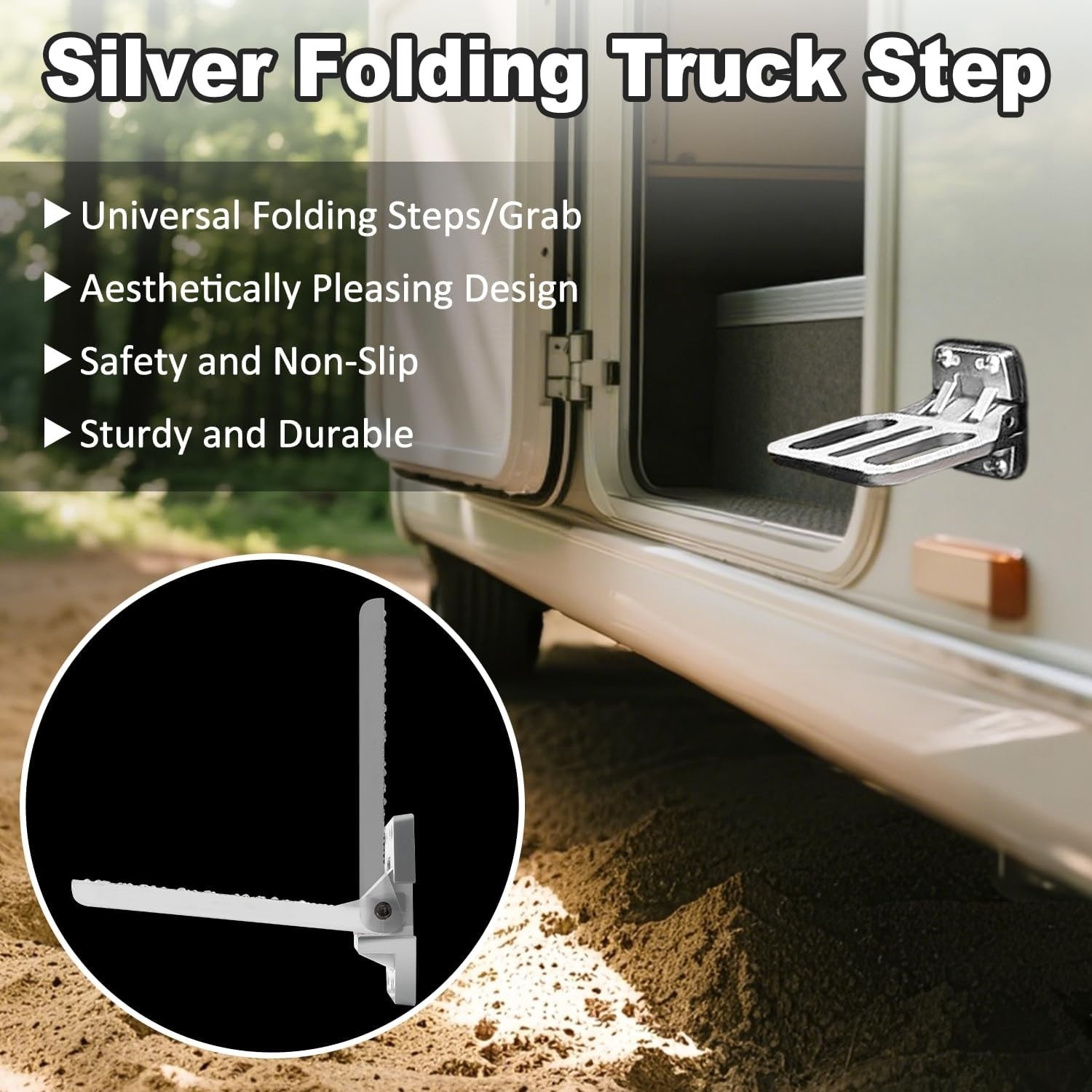 FS2797CH Large Folding Step 6.75 x8.56 Inch Platform for Truck Trailer RV Camper