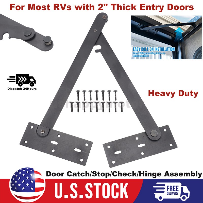 Heavy Duty Door Check Hinge Kit For RV,Motorhome,Camper Trailer Entry 2″ Doors