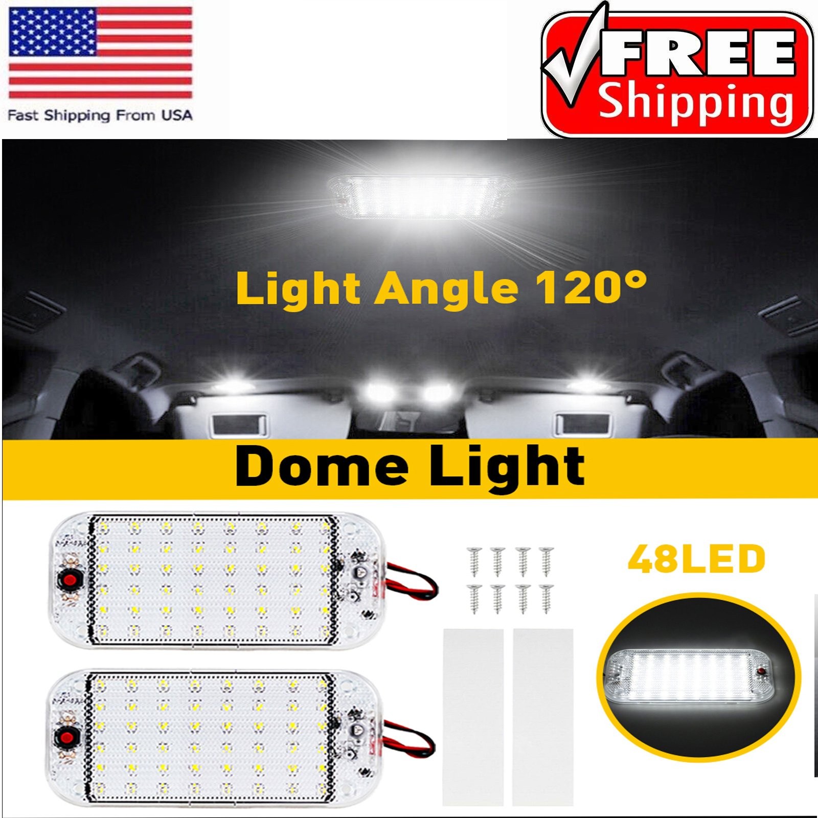 2 Pack 12V Led RV Ceiling Dome Light LED Interior Lighting For Trailer Camper RV