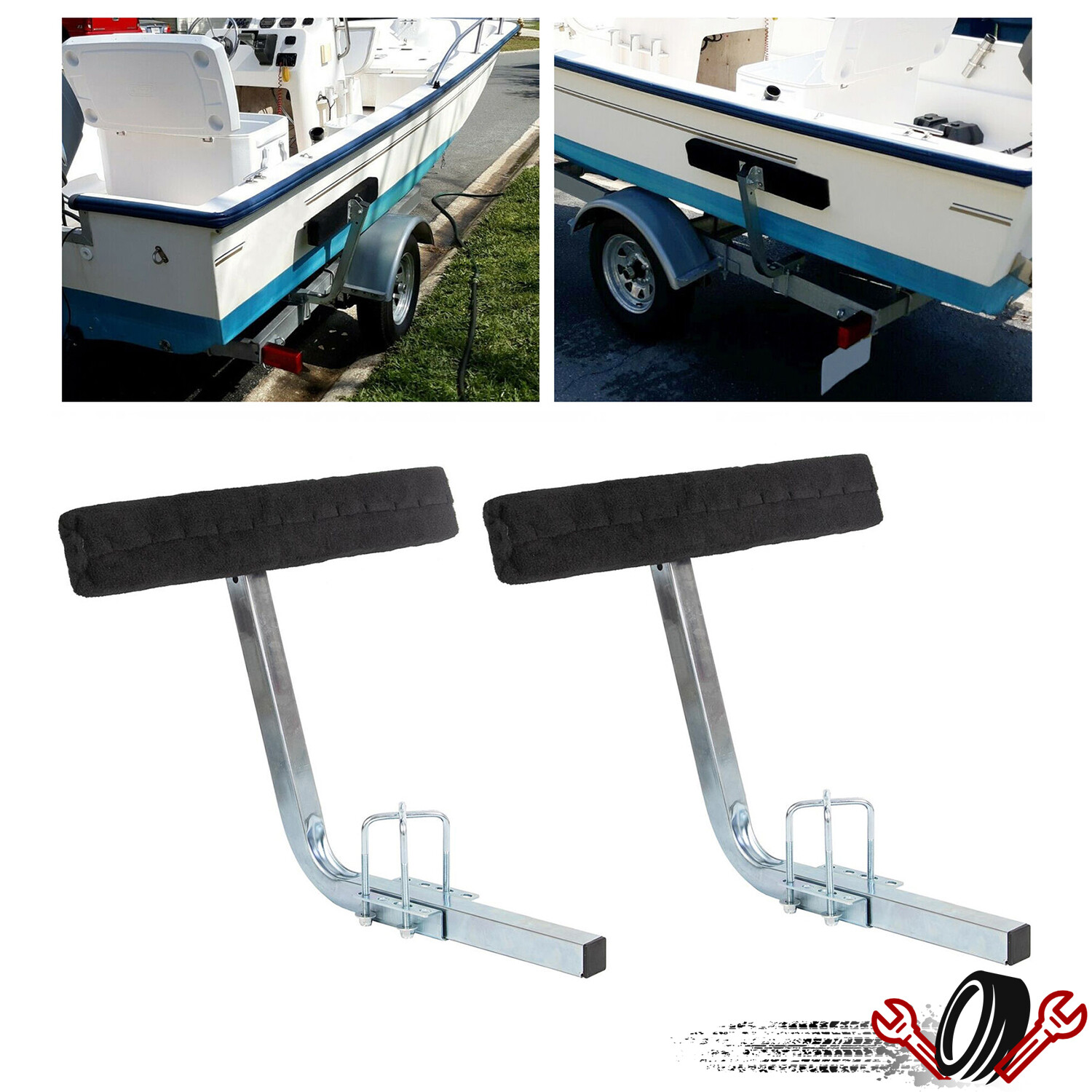 2 x Boat Trailer 2′ Side Guide Bunk Board Guide-On Carpeted Kit w/ Hardware