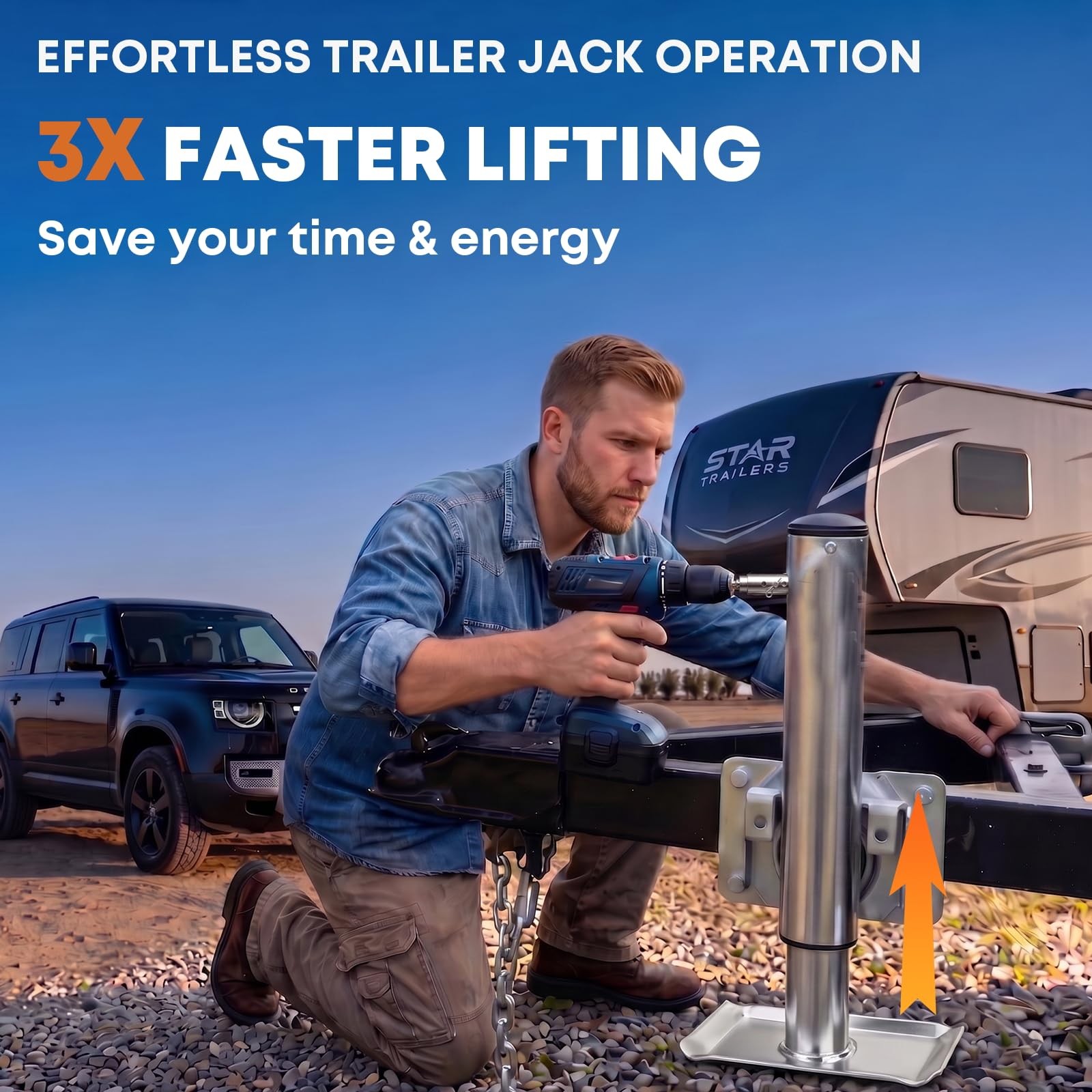 Heavy Duty Stainless Steel 1Inch Trailer Jack Drill Adapter for RV Campers