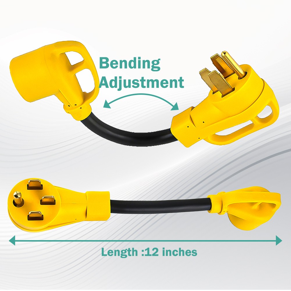 50 Amp male to 30 Amp Female Dogbone Adapter RV Electrical Cord Cable 12″ INCH