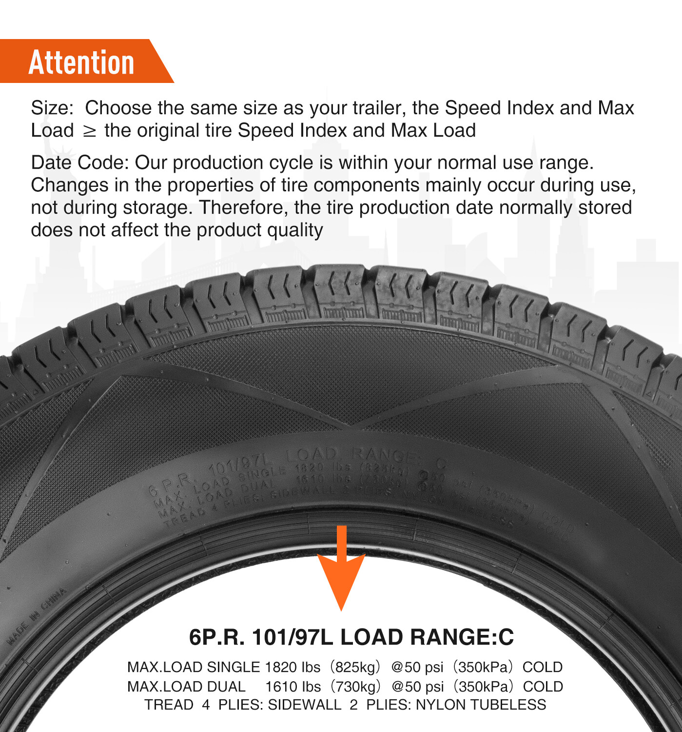HALBERD ST205/75D15 Trailer Tires 205 75 15 Heavy Duty 6Ply Load Range C 2057515