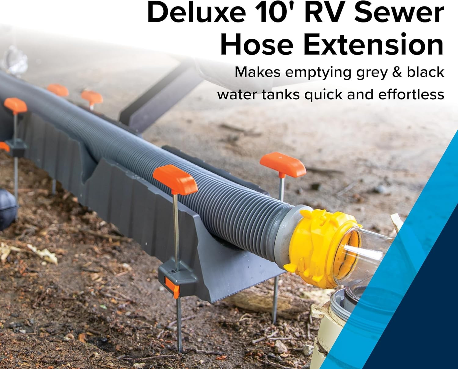 RV Sewer Hose Extension 10FT Heavy Duty Vinyl with Swivel Fittings