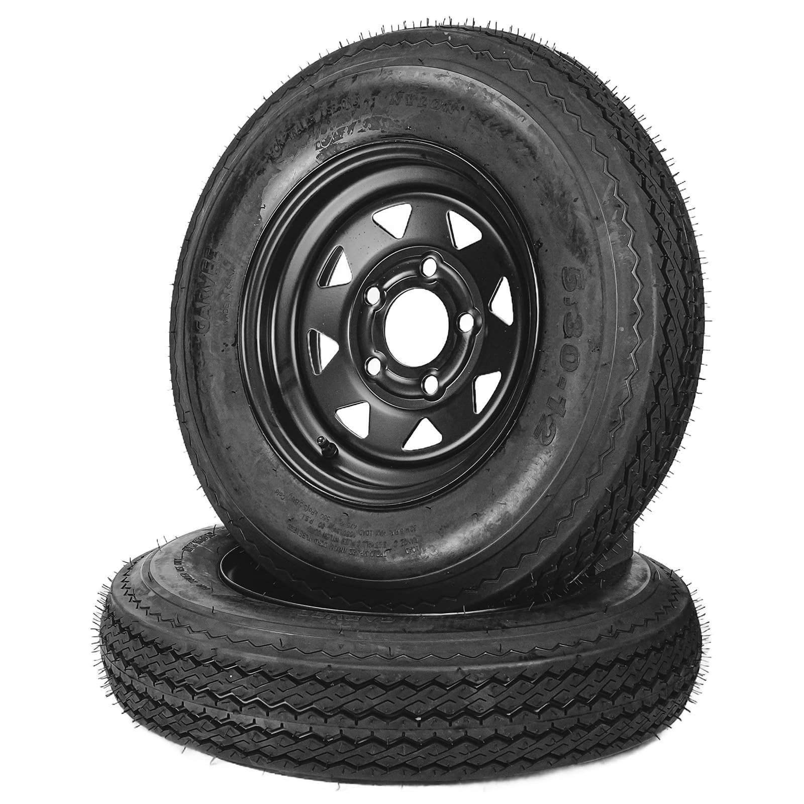 2pcs Trailer Tire and Wheels 5.30-12 530-12 5.30×12 5 Lug w/13″ Rims ,6PR Tires