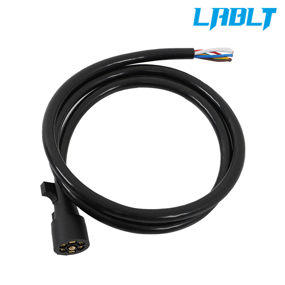 7 Pin Trailer Cable Cord w/ 7Way Wire Harness Light Plug Connector 6-7-8-12-16FT