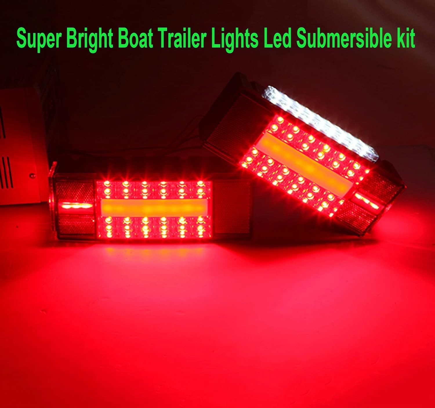 Boat Trailer Lights Low Profile Rectangular LED Kit Red Sealed IP68 Waterproof