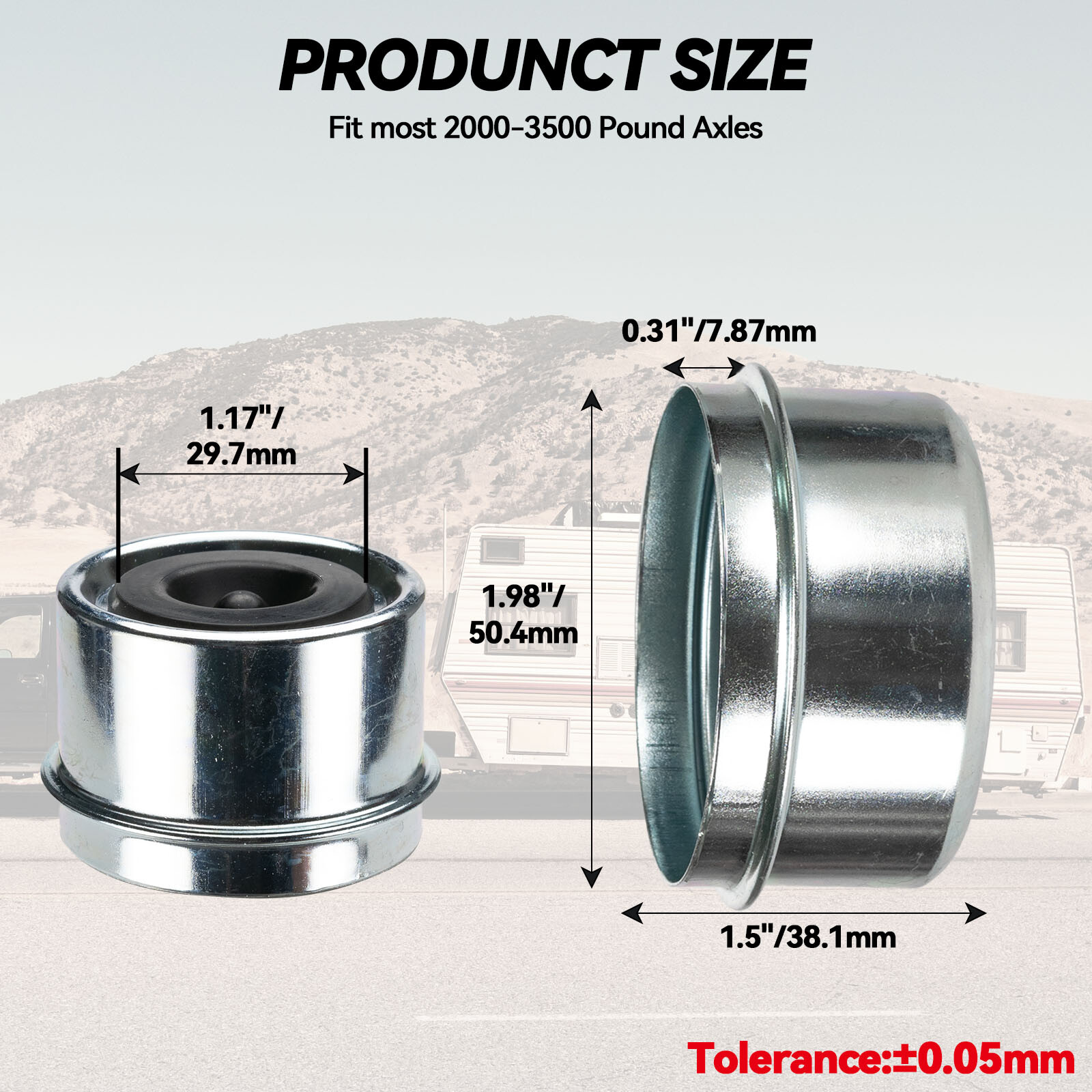 Four 1.98″Trailer Boat Axle Hub Extra Rubber Plug Dust Cap Grease Cover EZ Lube
