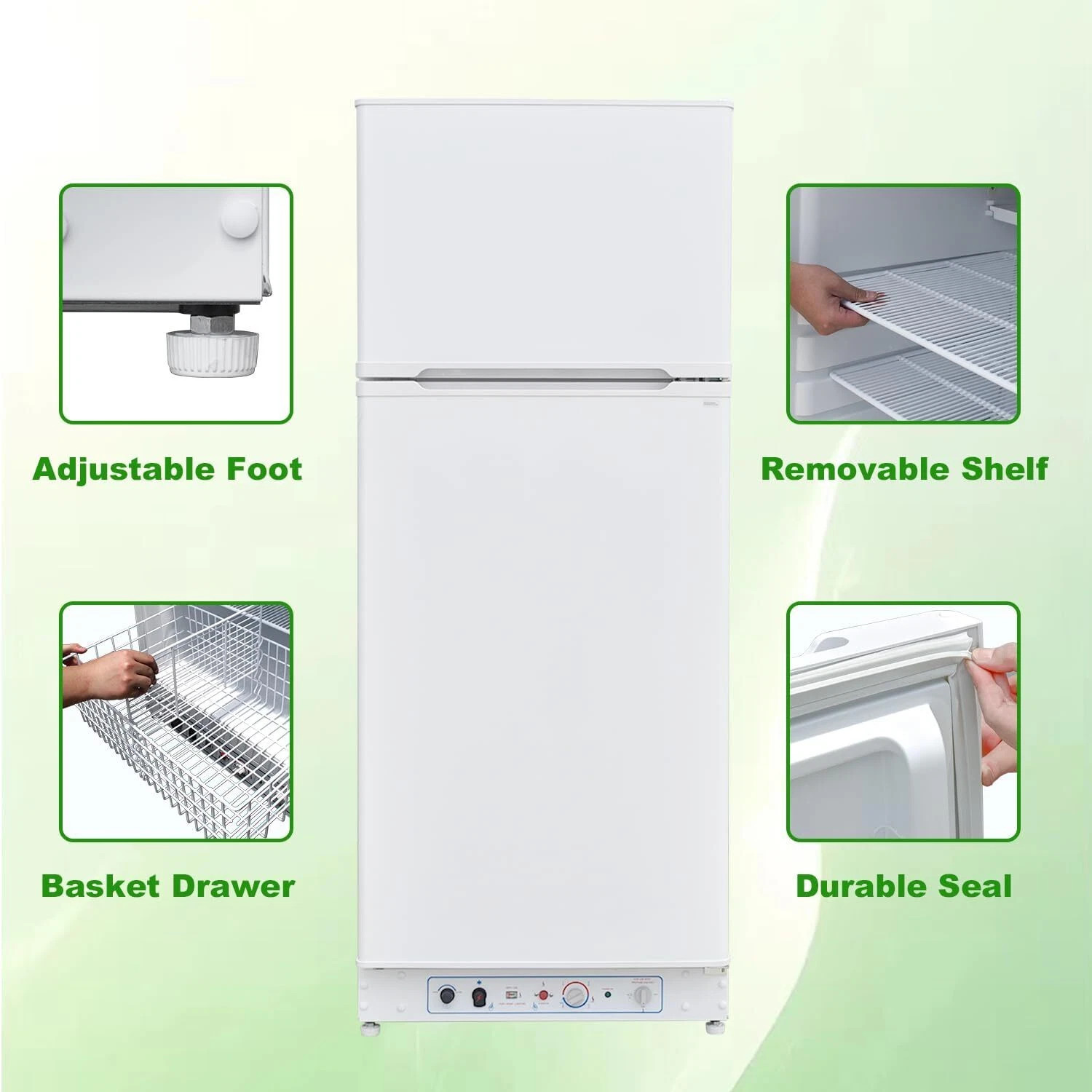 Smad Gas LPG Fridge Freezer Outdoor RV Refrigerator with freezer 13.4 Cu.Ft 110V