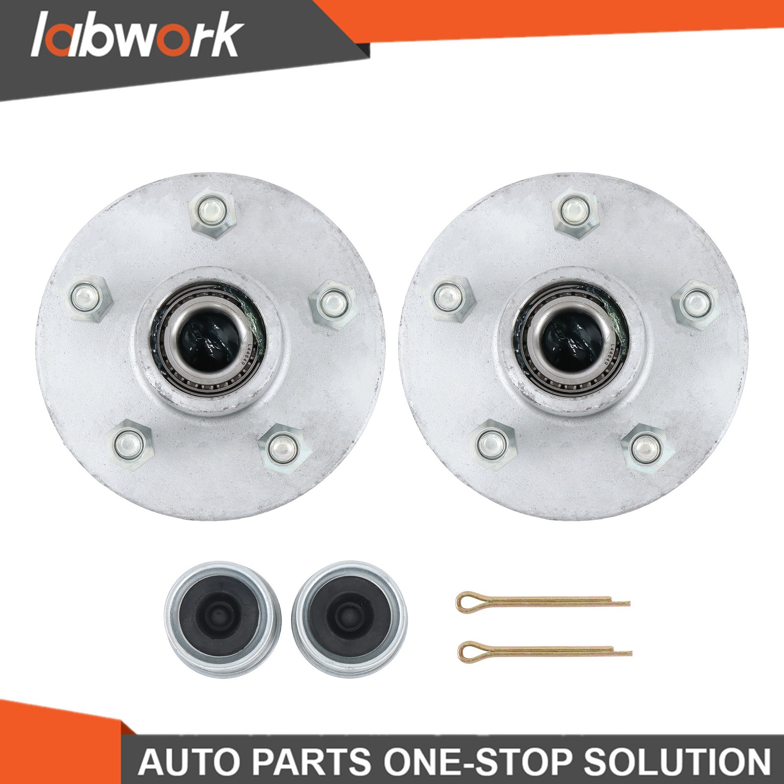 Labwork 2) Boat Trailer Galvanized Hub Kit 5 Lug 1-3/8″ x -1/16″ Bearing 3,500