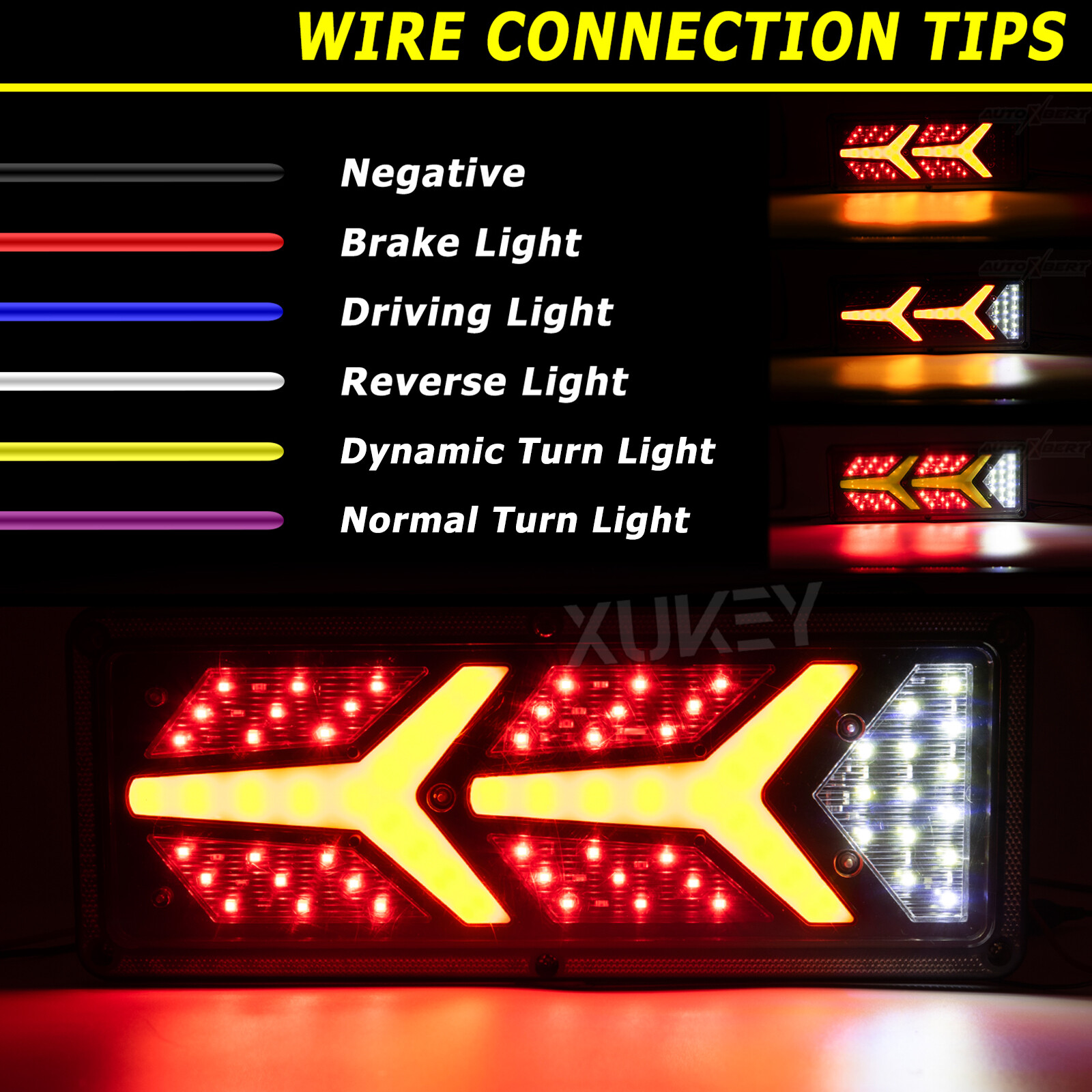2x LED Truck Tail Brake Sequential Flowing Turn Signal Trailer Light 76LED Lamp