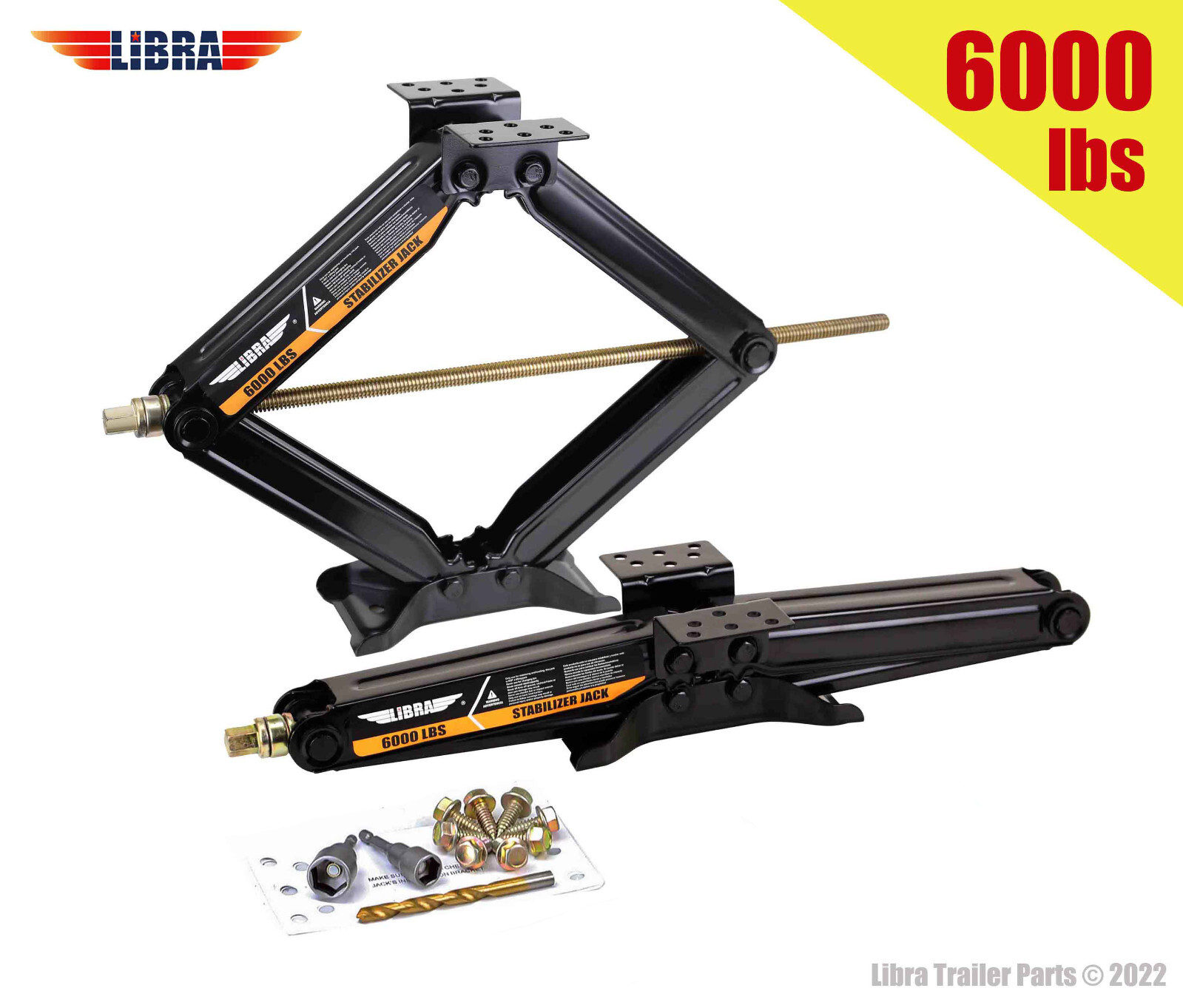 LIBRA RV Trailer Camper Stabilizer Leveling Scissor Jack Kit 24″ 6000lbs HD Set2