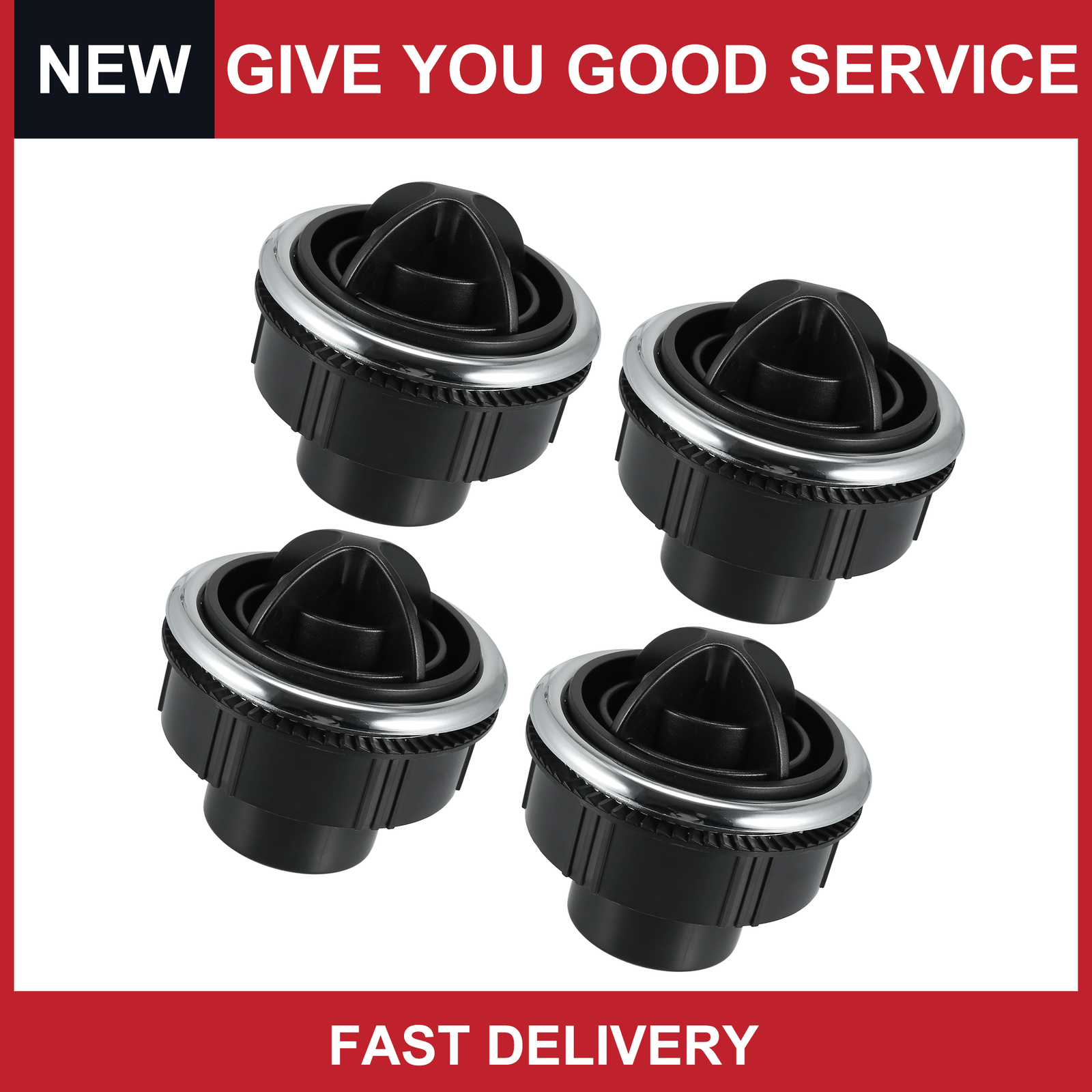 Universal Rotating AC Outlet Vent Louvered Dashboard Electroplate Knob Pack of 4