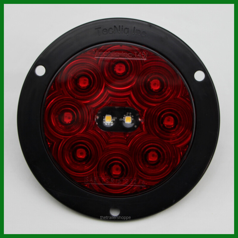 Red & White 4″ Round Flange Mount Stop Tail Turn & Back Up Light 10 LED