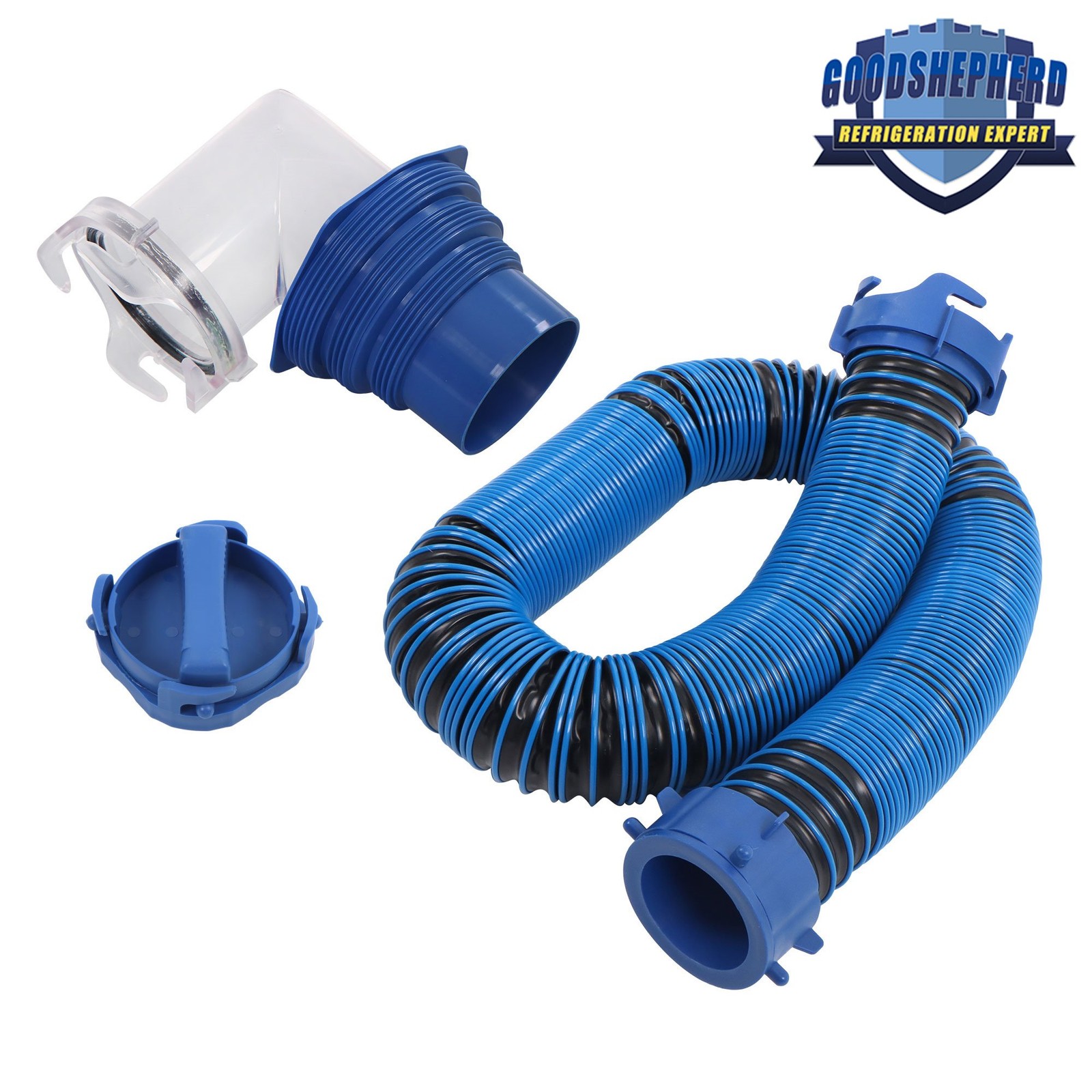 10 FT Camper RV Trailer Sewer Hose Kit&4-in-1 Adapter&Clear Elbow&Cap TPE/PVC