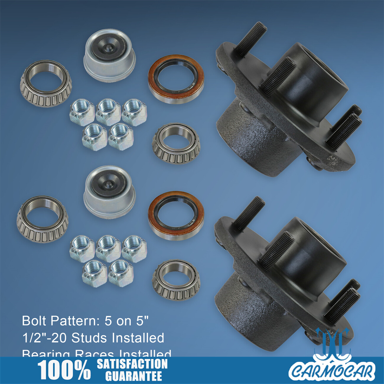 5 Lugs Trailer Idler Hub Kits Set of 2 5 on 5 5×5” for 3500 lbs Trailer Axle