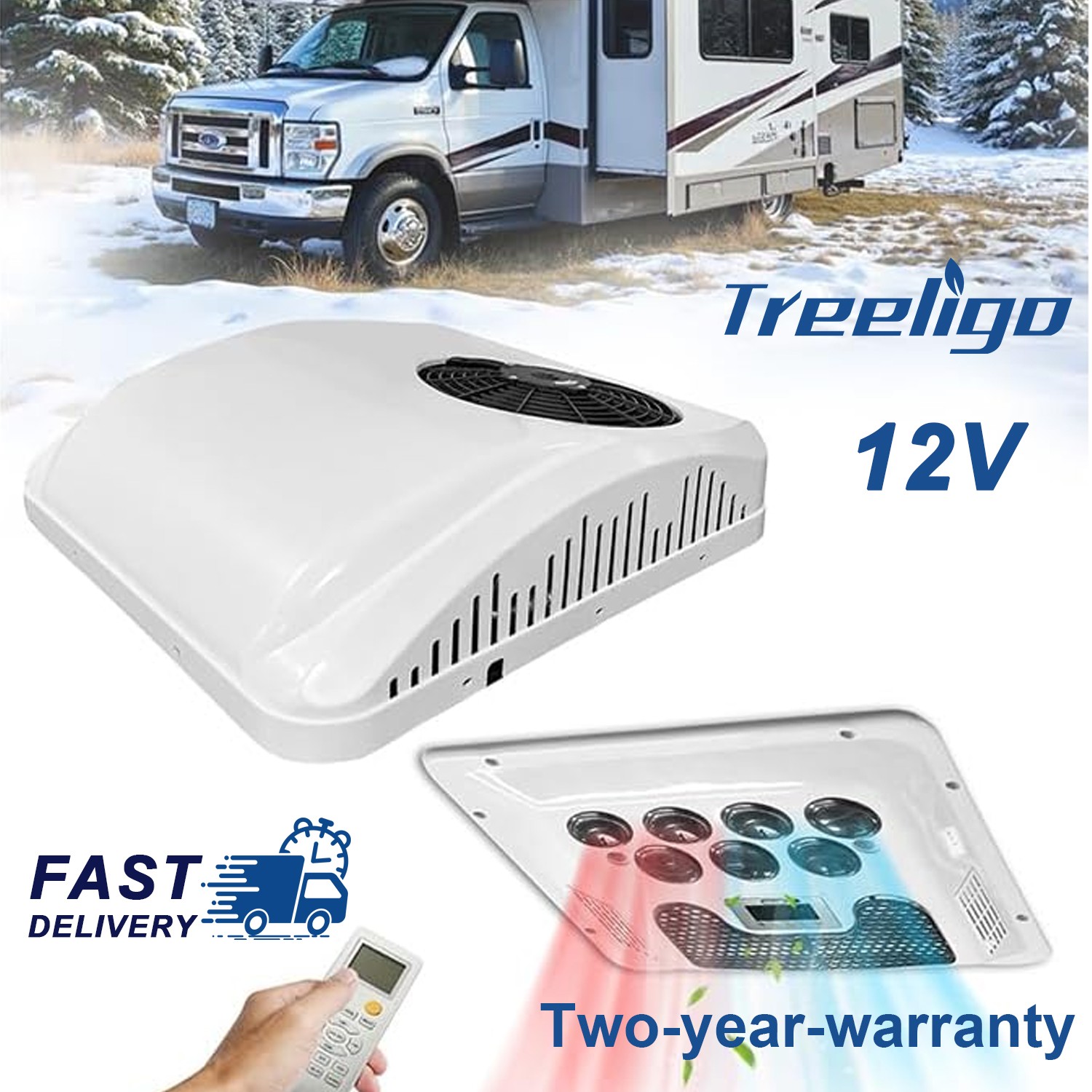 2 in 1 Cool&Heat 12V RV Rooftop Air Conditioner A/C Unit For Trailer Motorhome
