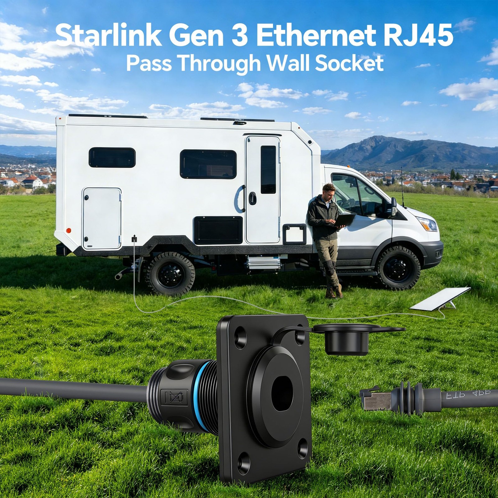 Waterproof RJ45 Wall Socket for Starlink Gen3, CAT6 Ethernet Connector