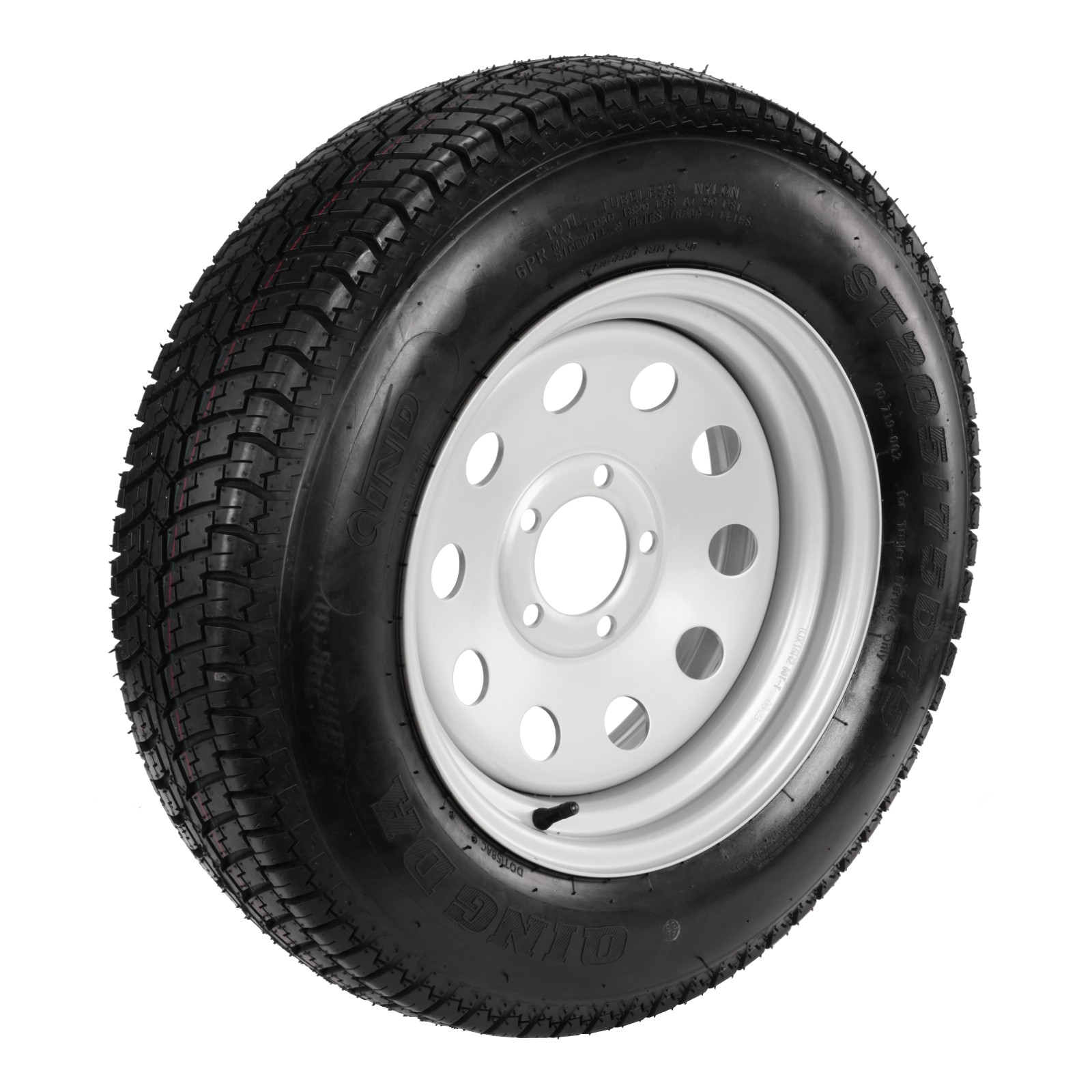 2pcs Trailer Tires On Rims ST205/75D15 205/75 D 15 LRC 5 Lug Silver Spoke Wheel
