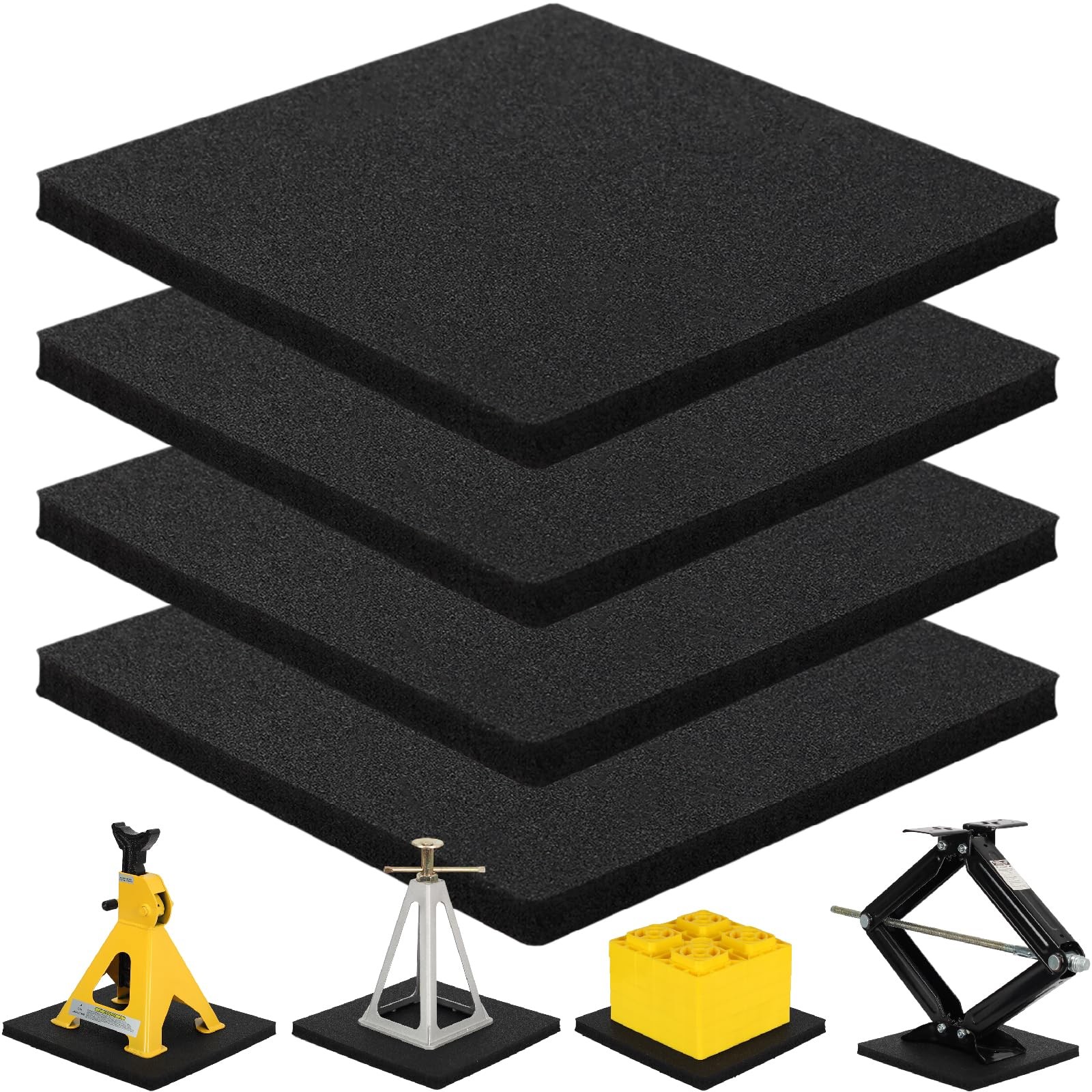 OULEME RV Leveling Block Flex Pads, 12” Rubber Jack 12″ (4-pack), Black