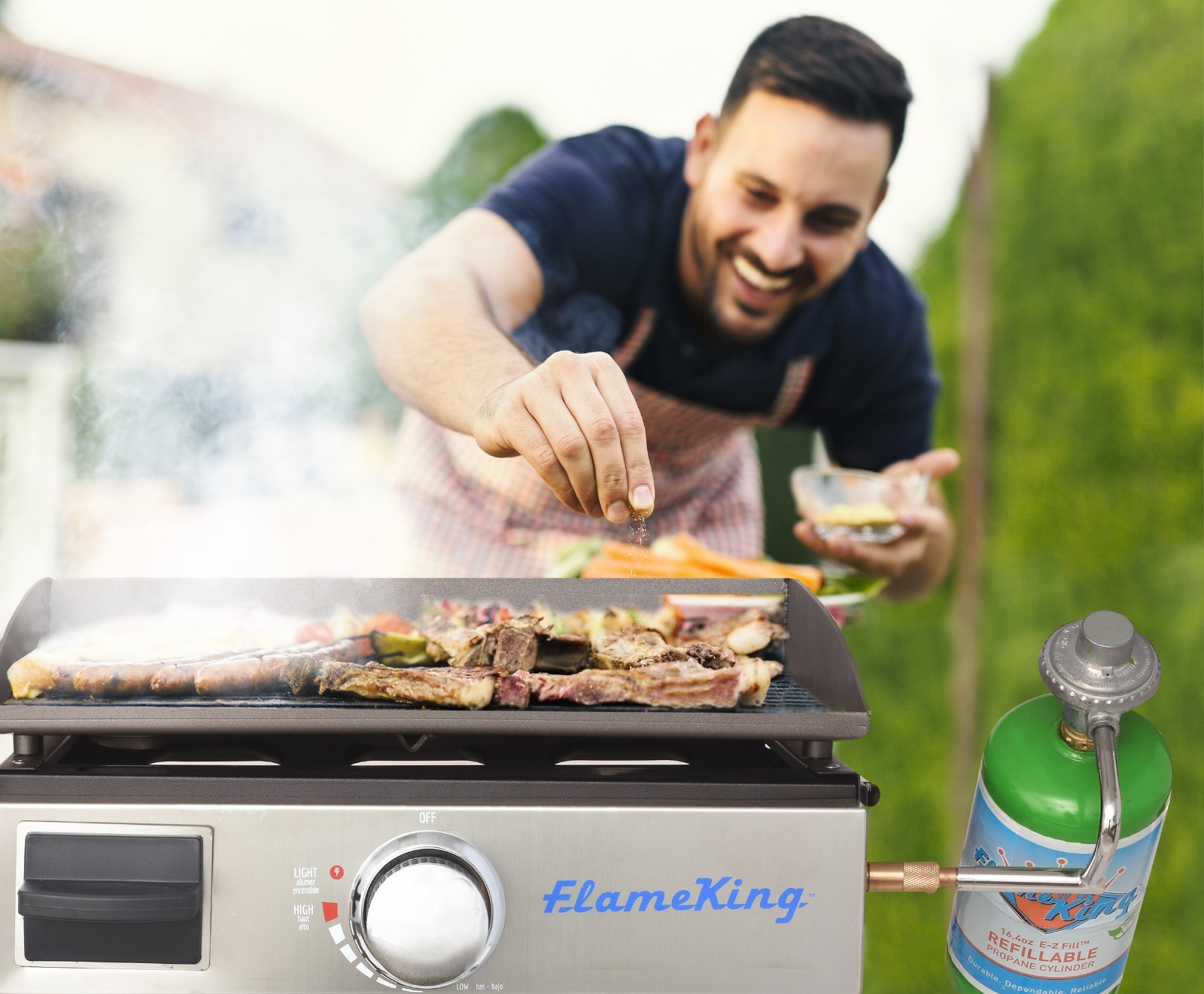 Flat Top Portable Propane Cast Iron Griddle Tabletop for Camping & Tailgating