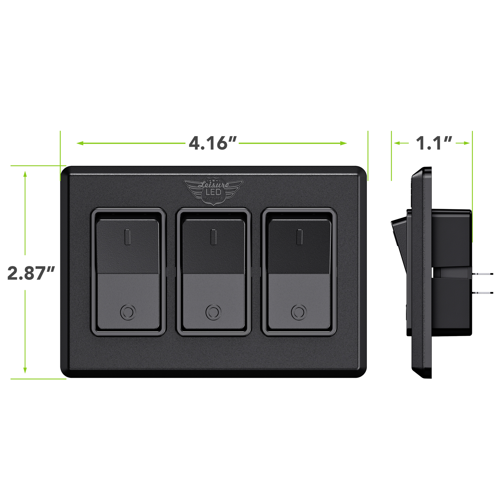 Single 3 Gang On-Off 12V Black Light Switch -RV Camper Trailer Marine Boat 12 V
