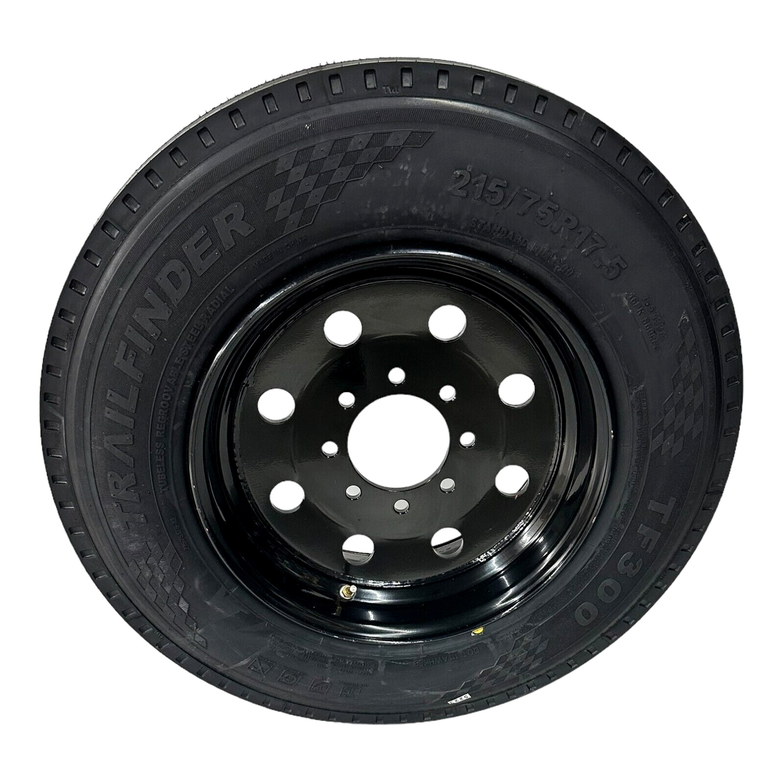 Trailer Tire On Rim ST215/75R17.5 Radial 18 Ply 8 Lug 8×6.5″ Modular Black Wheel