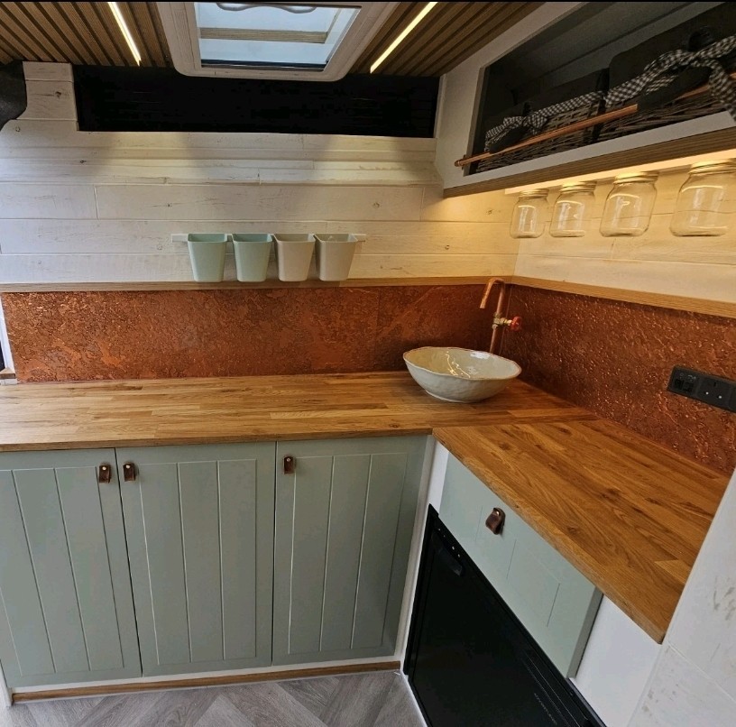 Campervan Sink Tap Kit Sage Green Sink Battery Tap + Pump easy Off Grid Water