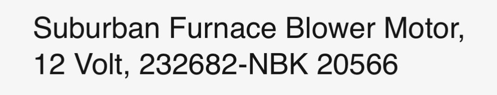 Suburban Furnace Blower Motor 12V NBK20566 as-new works excellent!